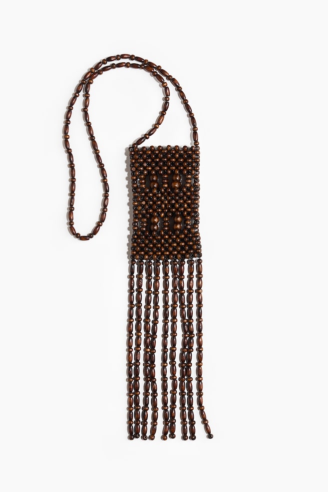 Bolso portamóvil con cuentas - Marrón oscuro - 1