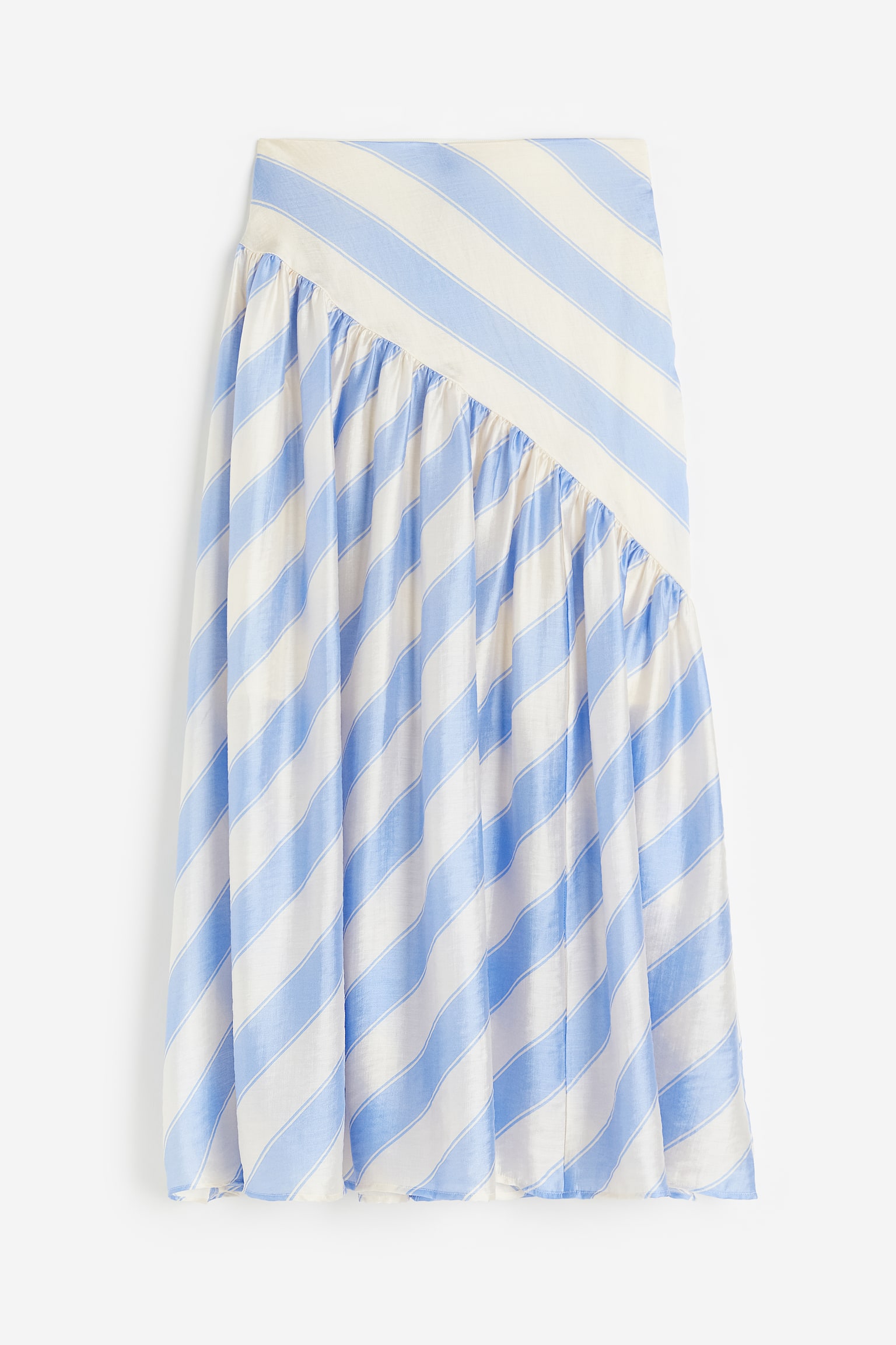 Женская юбка H&M Draped Lyocell-blend, цвет: Светлый синий / Полосатый — фото 1