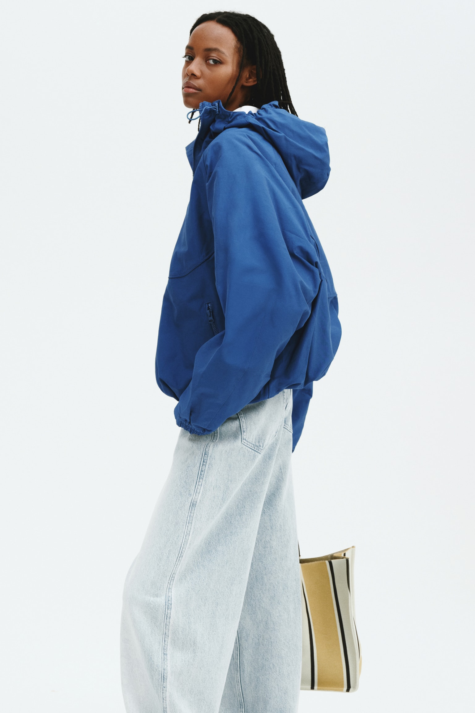 Hooded windbreaker - Dark blue/Cream - 4