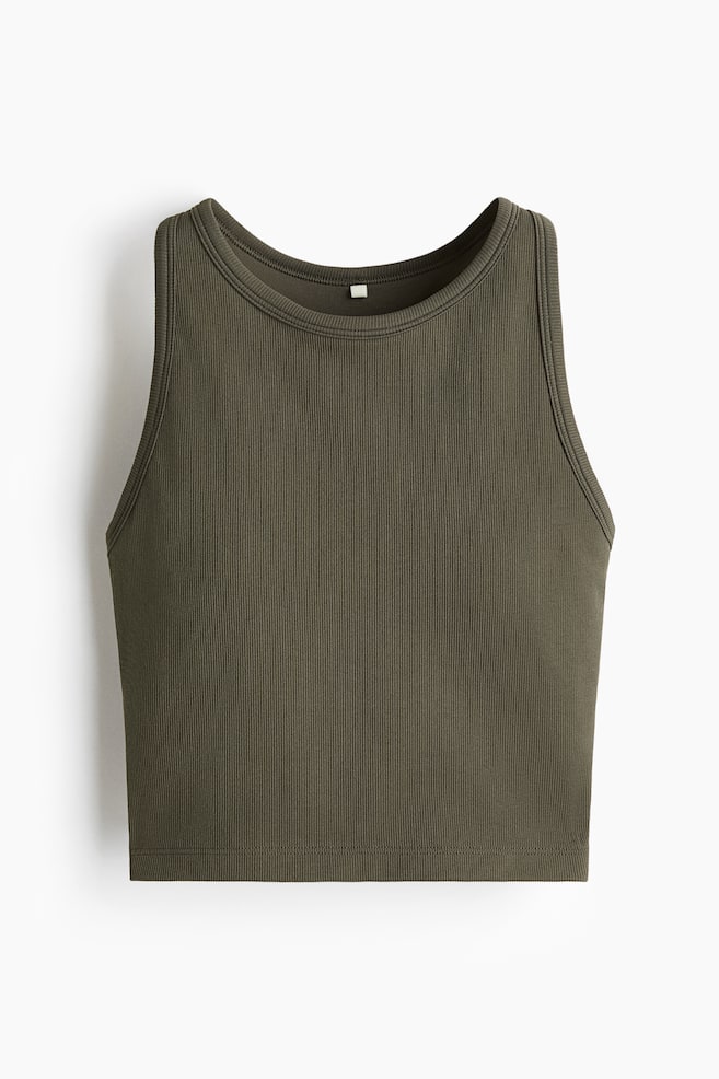 Medium Support Longline sports bra with DryMove™ - Moss green/Black - 1