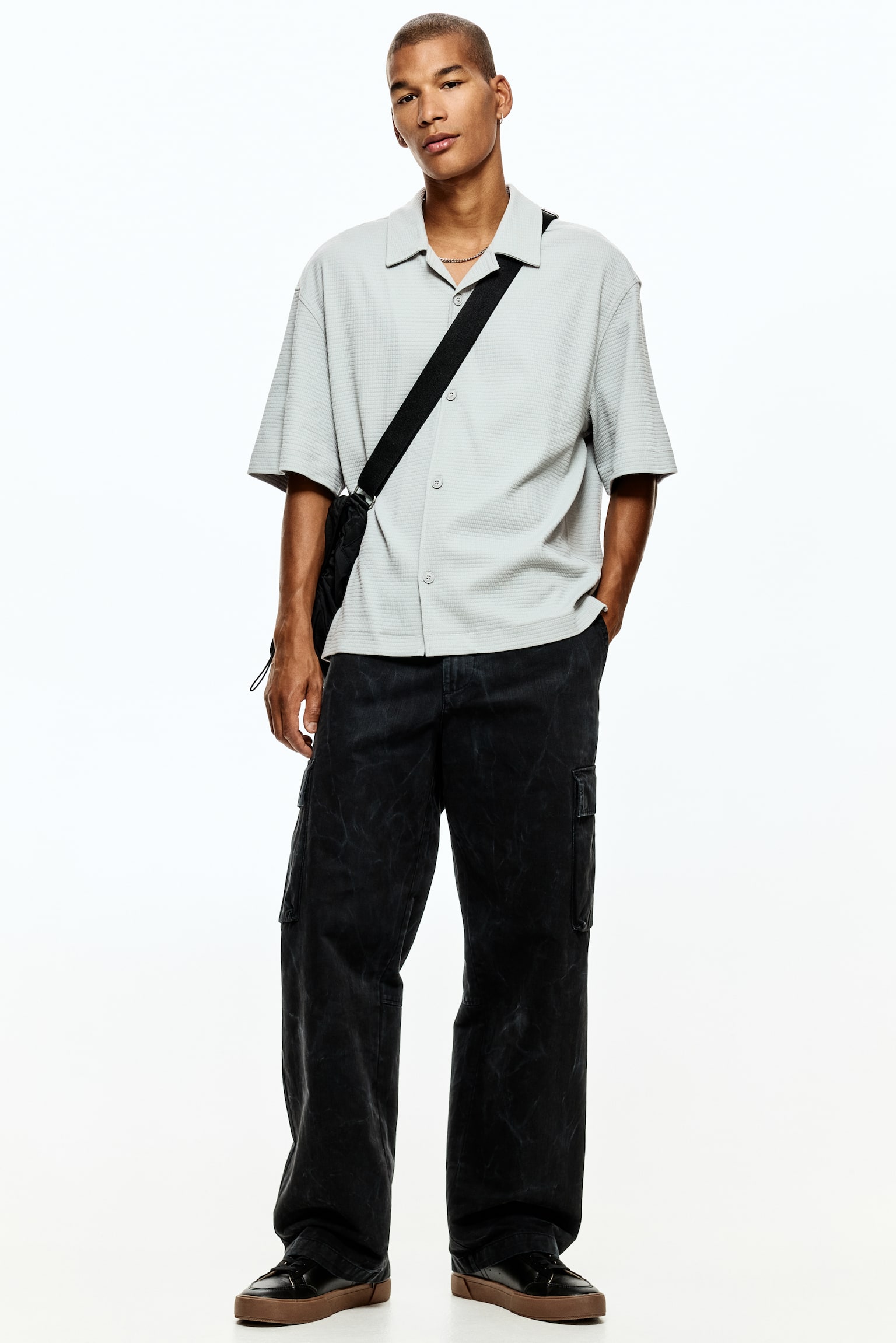 Loose-Fit Shirt - Light gray/White/Dark gray - 5