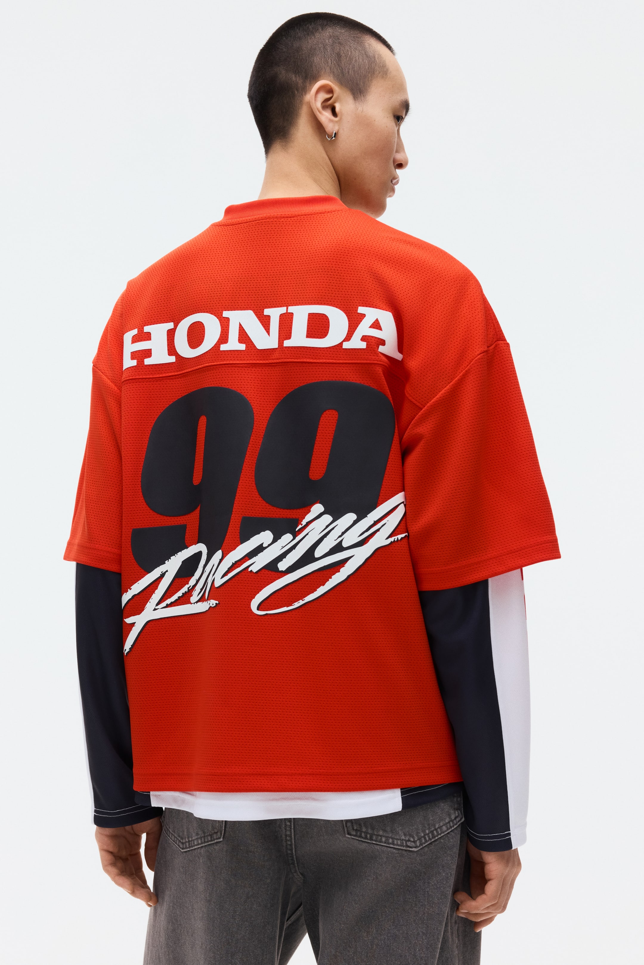 Oversized Printed Mesh T-Shirt