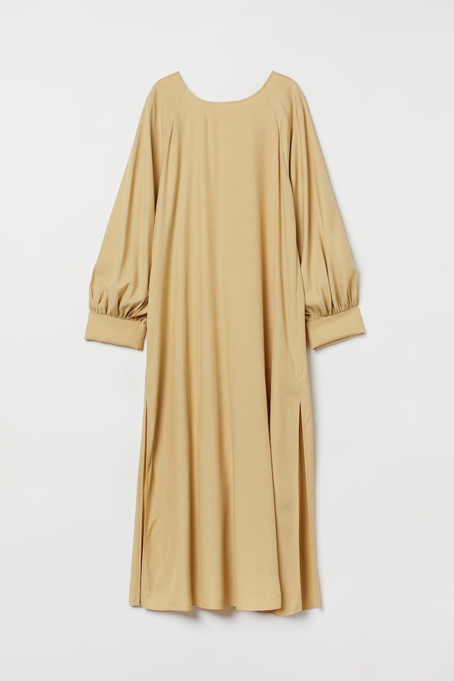 Balloon-sleeved Dress - Pale yellow - 1