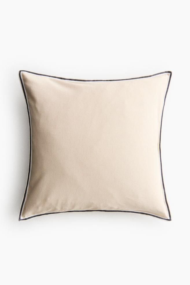 Cotton Canvas Cushion Cover - Light beige/Bright blue - 1