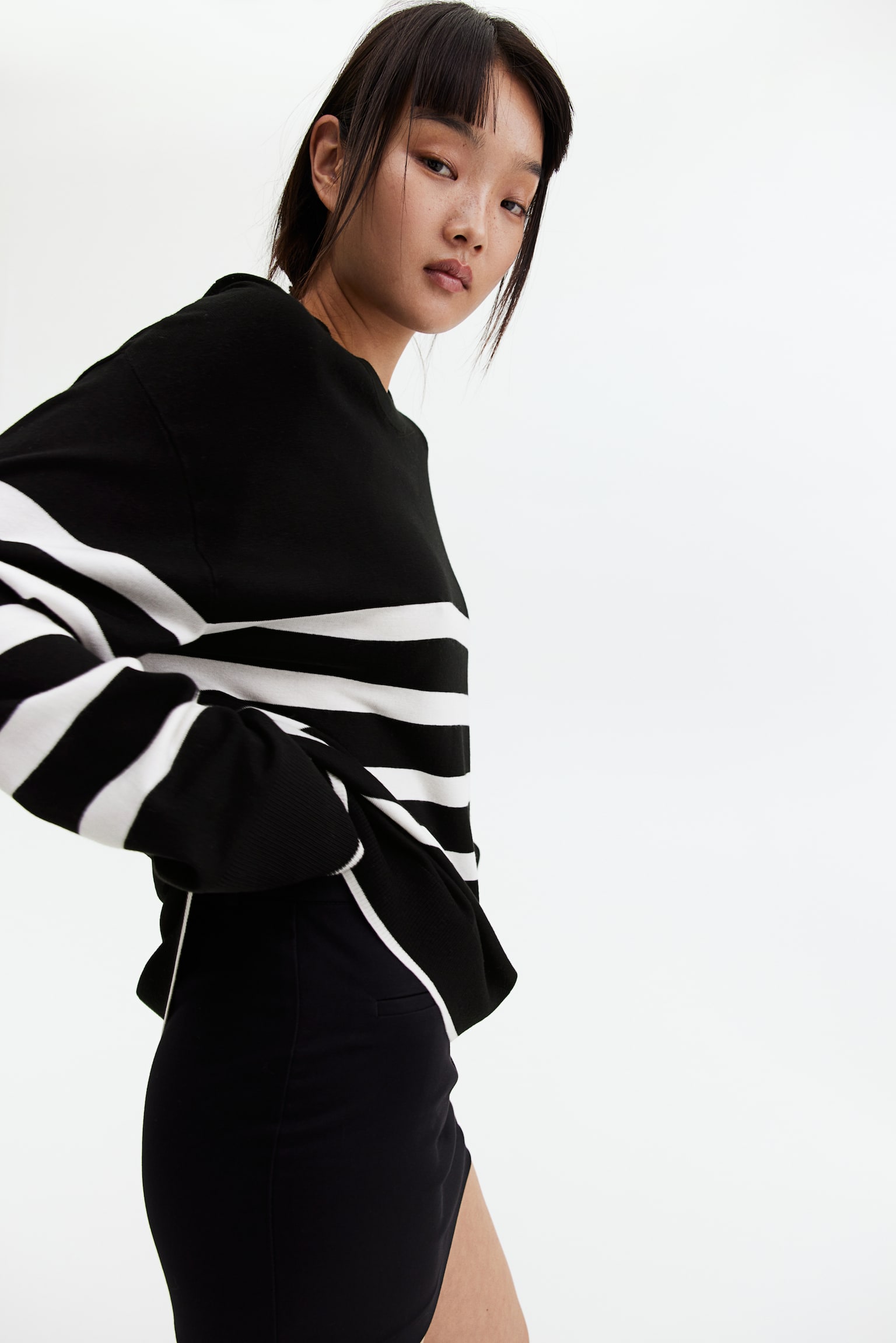 Fine-knit jumper - Black/Striped/Light turquoise/Black/Navy blue/Dark grey marl/Light beige/Striped - 6