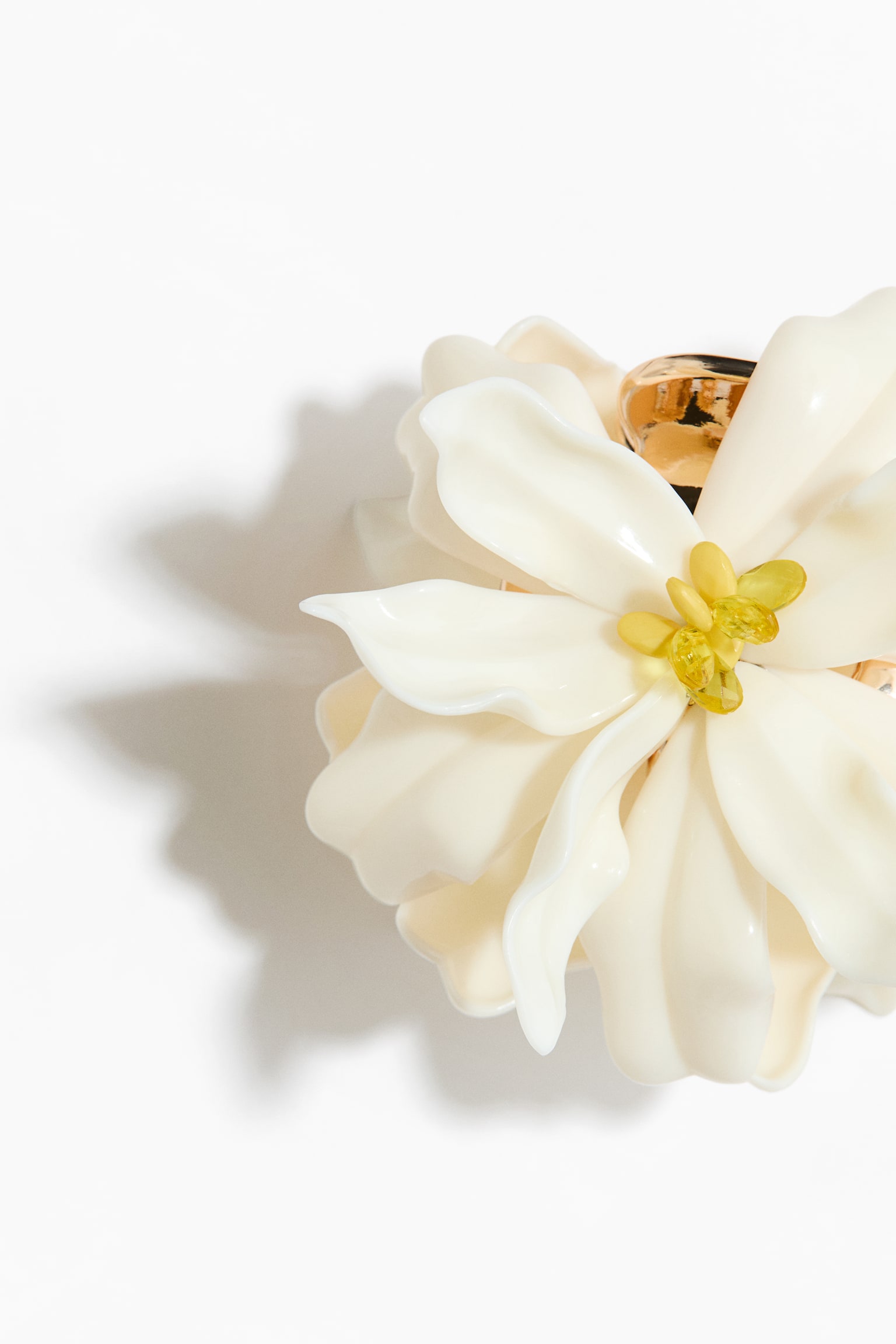 Flower-detail hair claw - Cream - 2