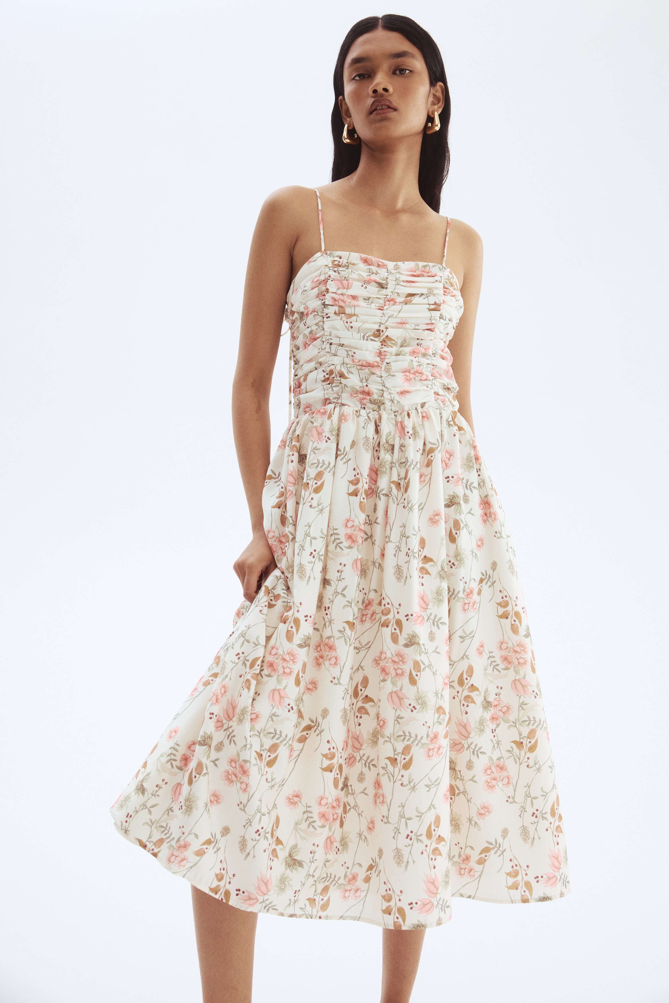 Smocked-bodice strappy dress