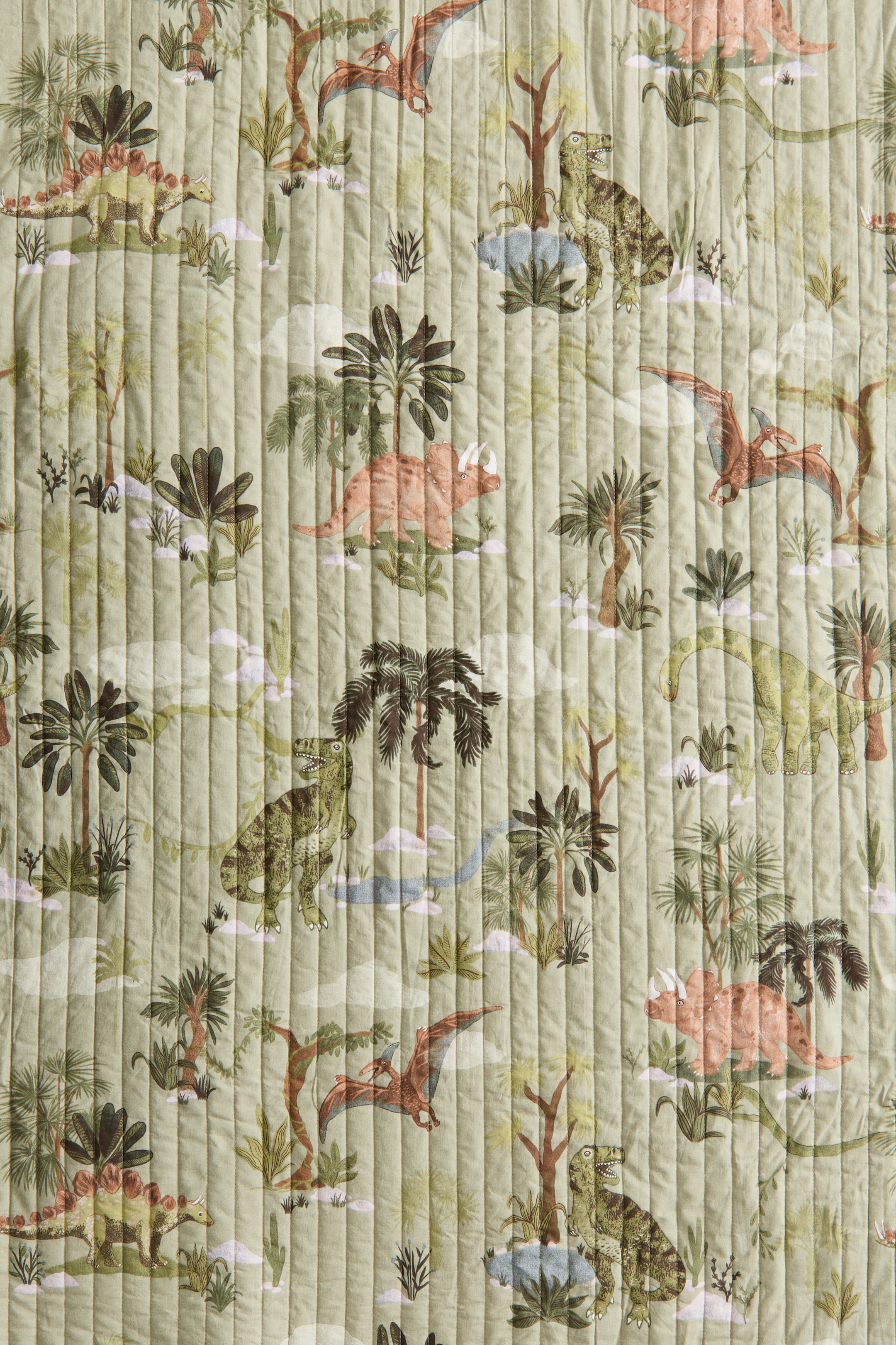 Zobrazit větší obrázek: Prošívaný bavlněný přehoz na postel - Zelená/dinosauři - HOME | H&M CZ 3