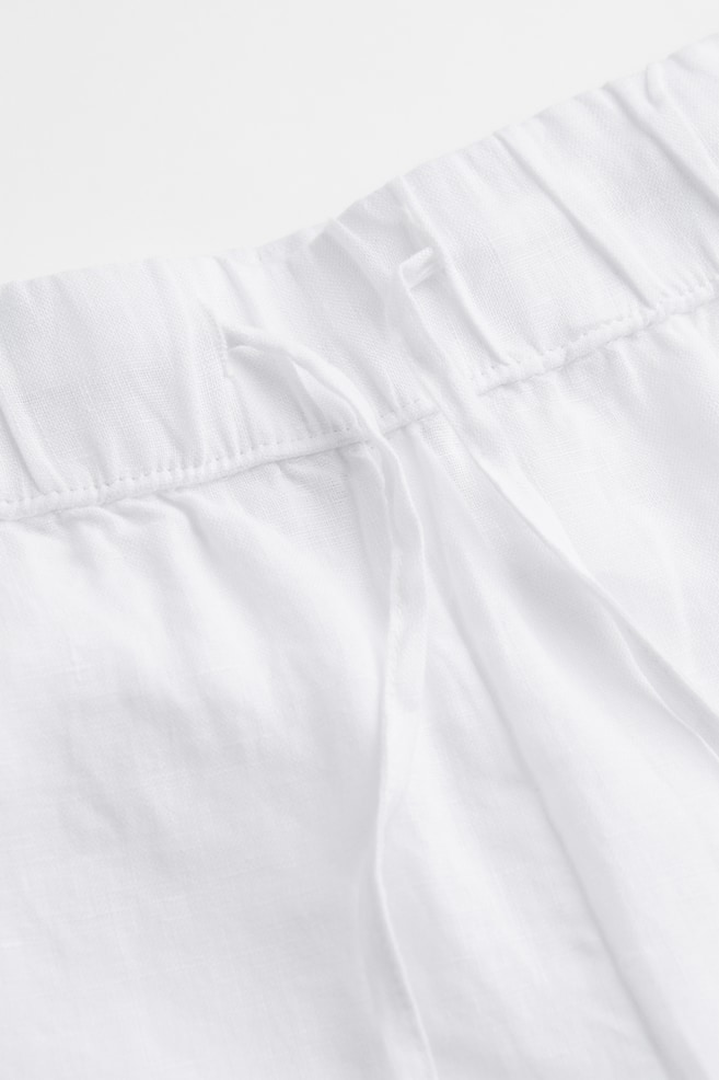 Pyjama aus gewaschenem Leinen - Weiss/Anthrazit - 4