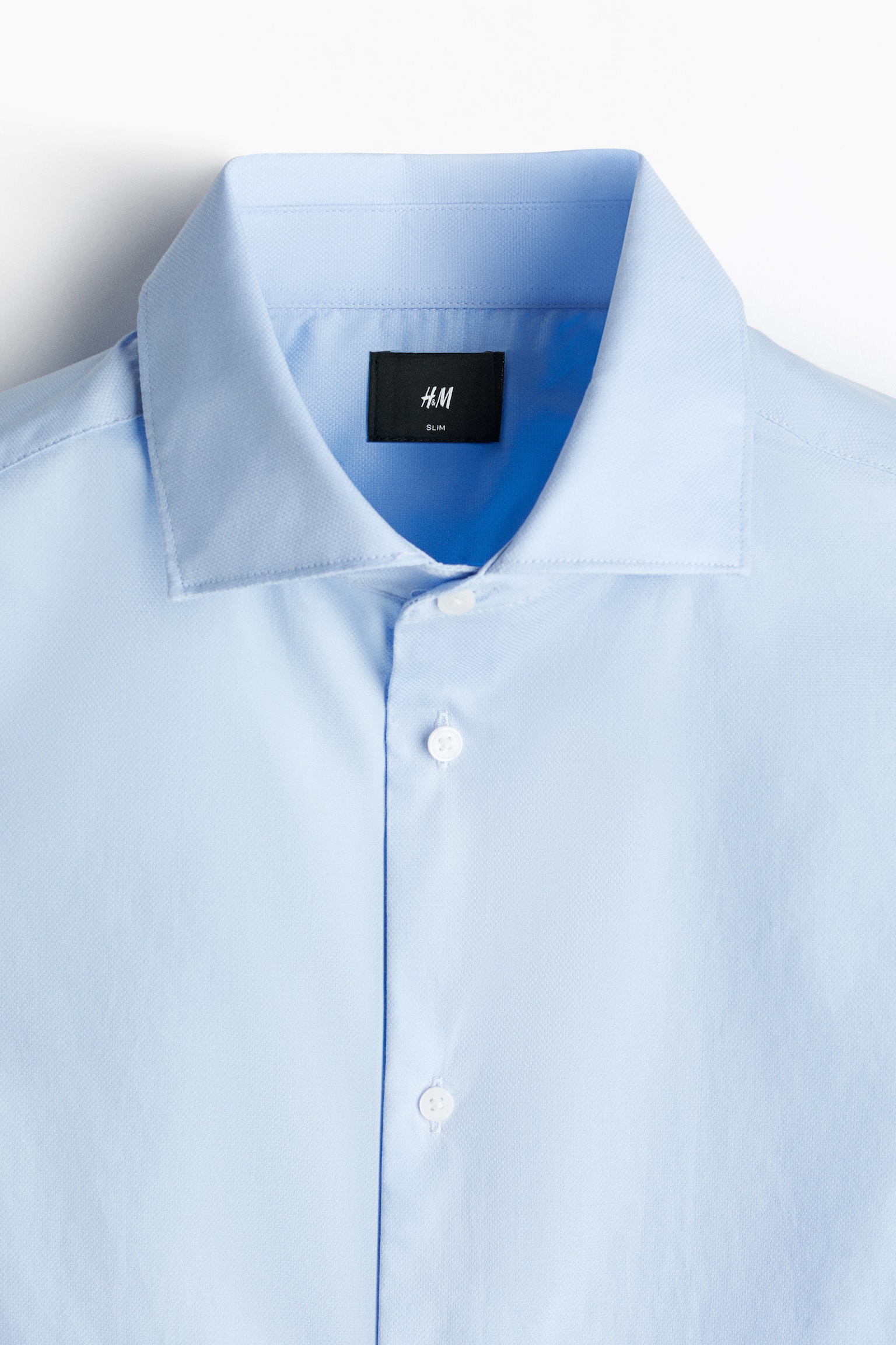 Мужская рубашка H&M Slim-Fit Cotton, цвет: Синий — фото 8