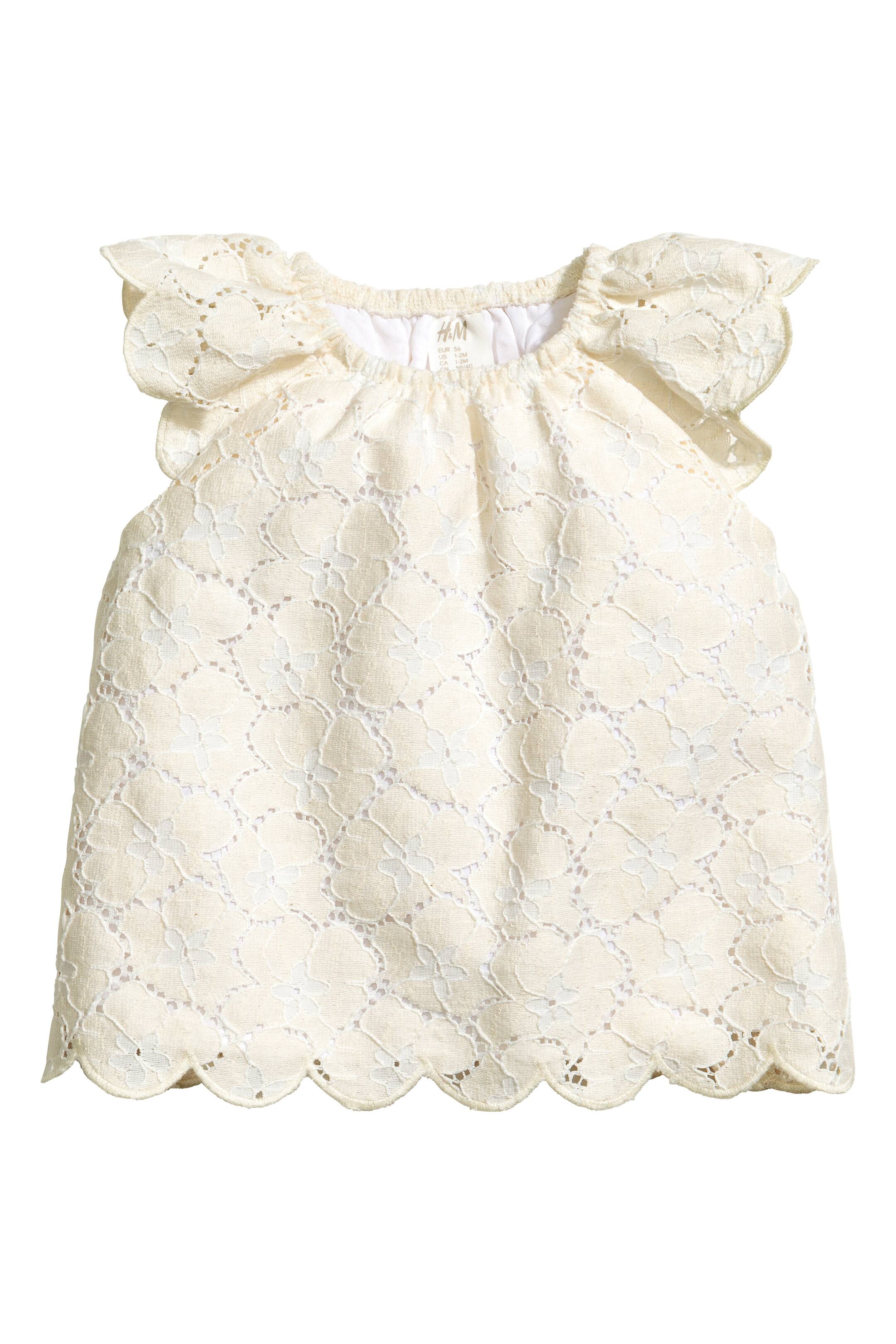 View larger image: Lace dress with puff pants - Natural white - Kids | H&M GB 1