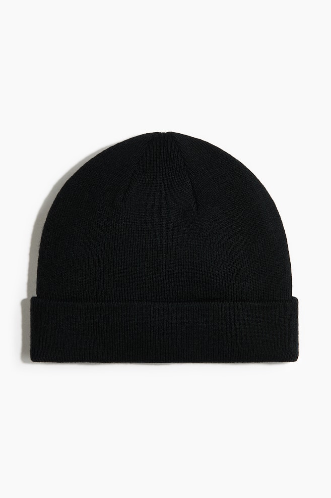 Gerippte Beanie - Schwarz/Dunkelgraumeliert/Braun - 1