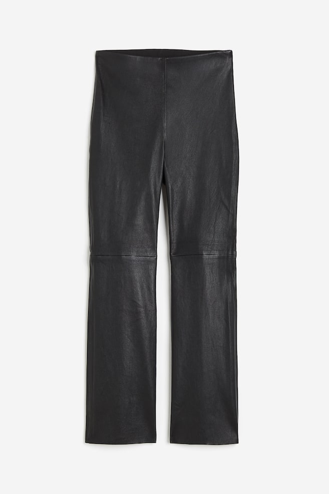 Pantalon 7/8 en cuir - Noir/Beige clair - 1