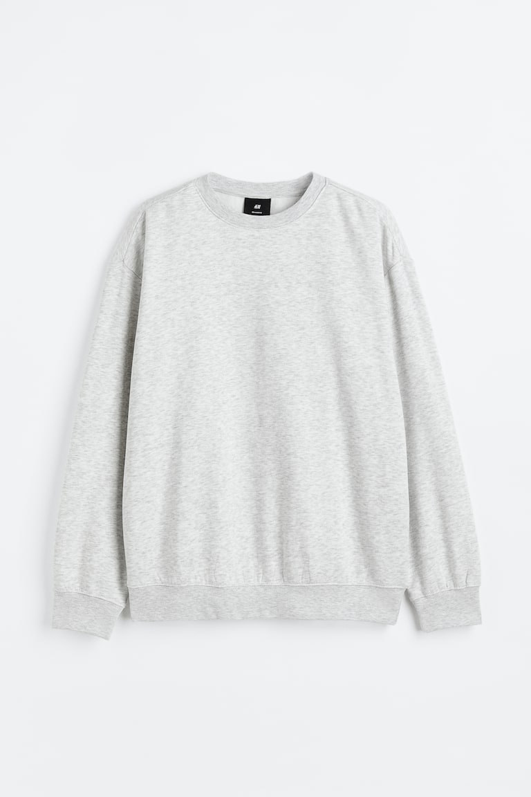 Loose Fit Sweatshirt - Round Neck - Long sleeve - Light gray melange ...