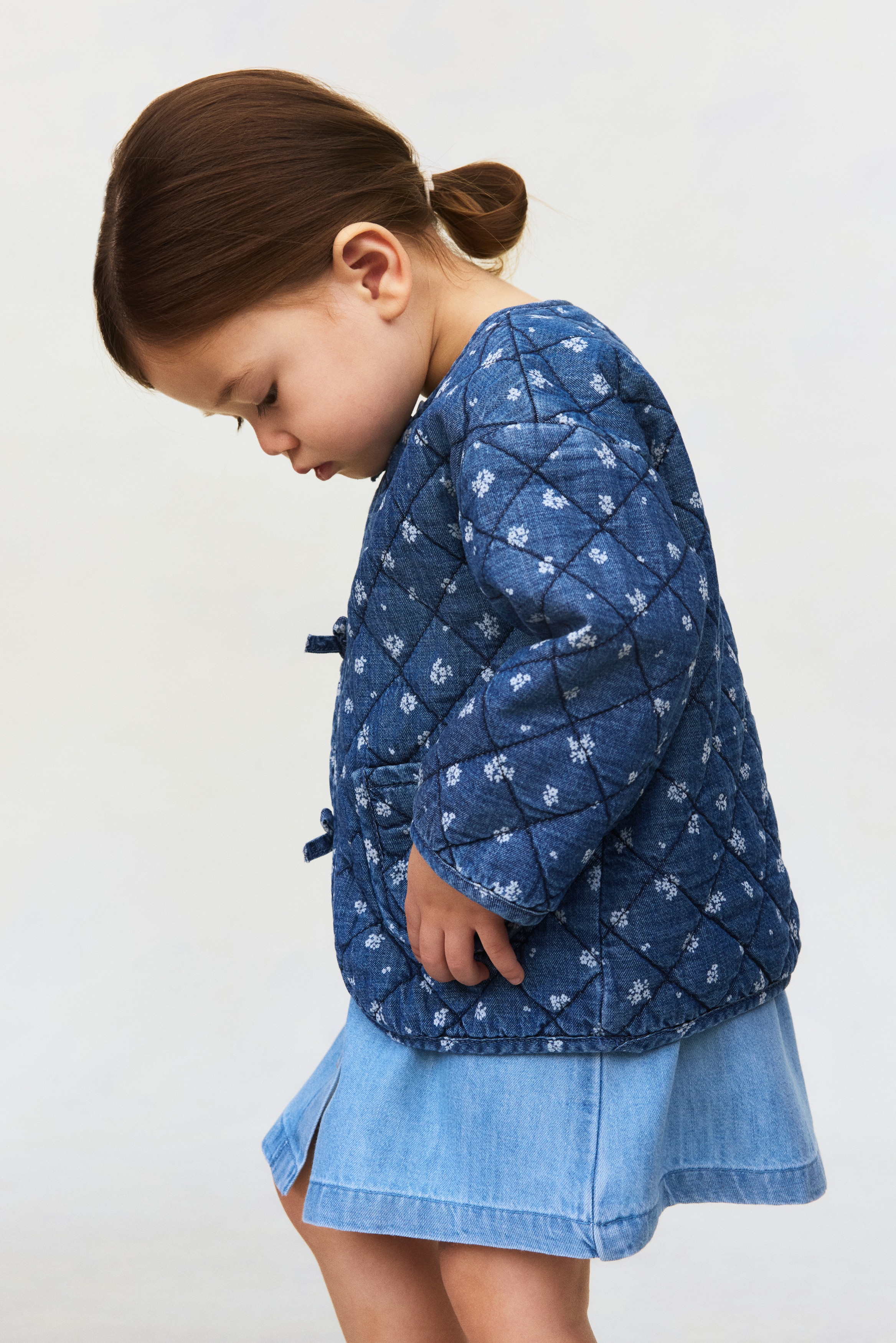 Quilted denim jacket - Denim blue/Floral