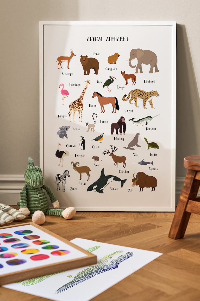 Animal Alphabet Poster Marrone/beige Postery HOME H&M IT