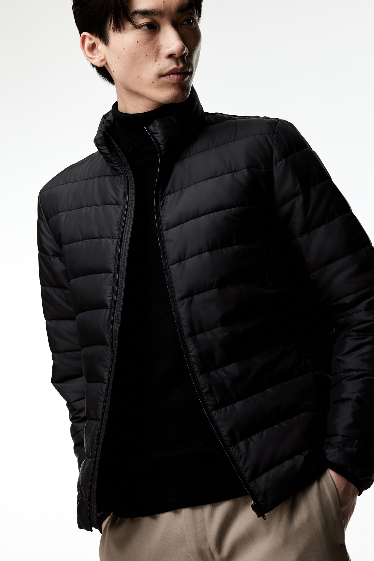 Slim Fit Lightweight puffer jacket - Black/Navy blue - 7