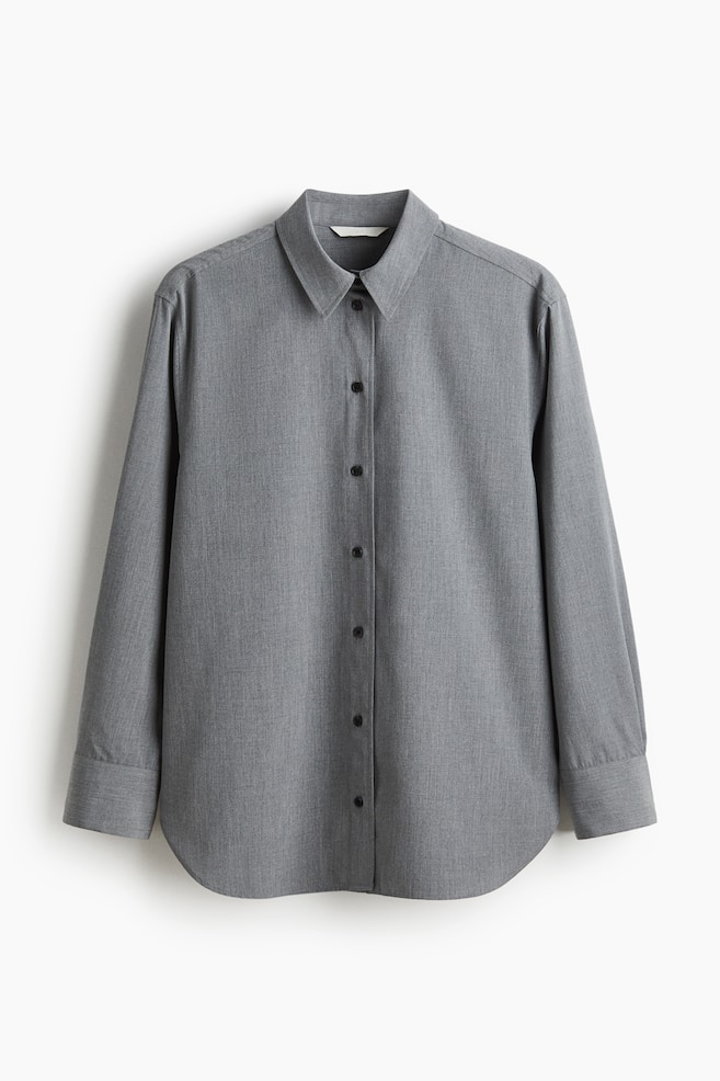 Oversized Shirt - Light grey/Beige marle/Navy blue/Pinstripe - 1