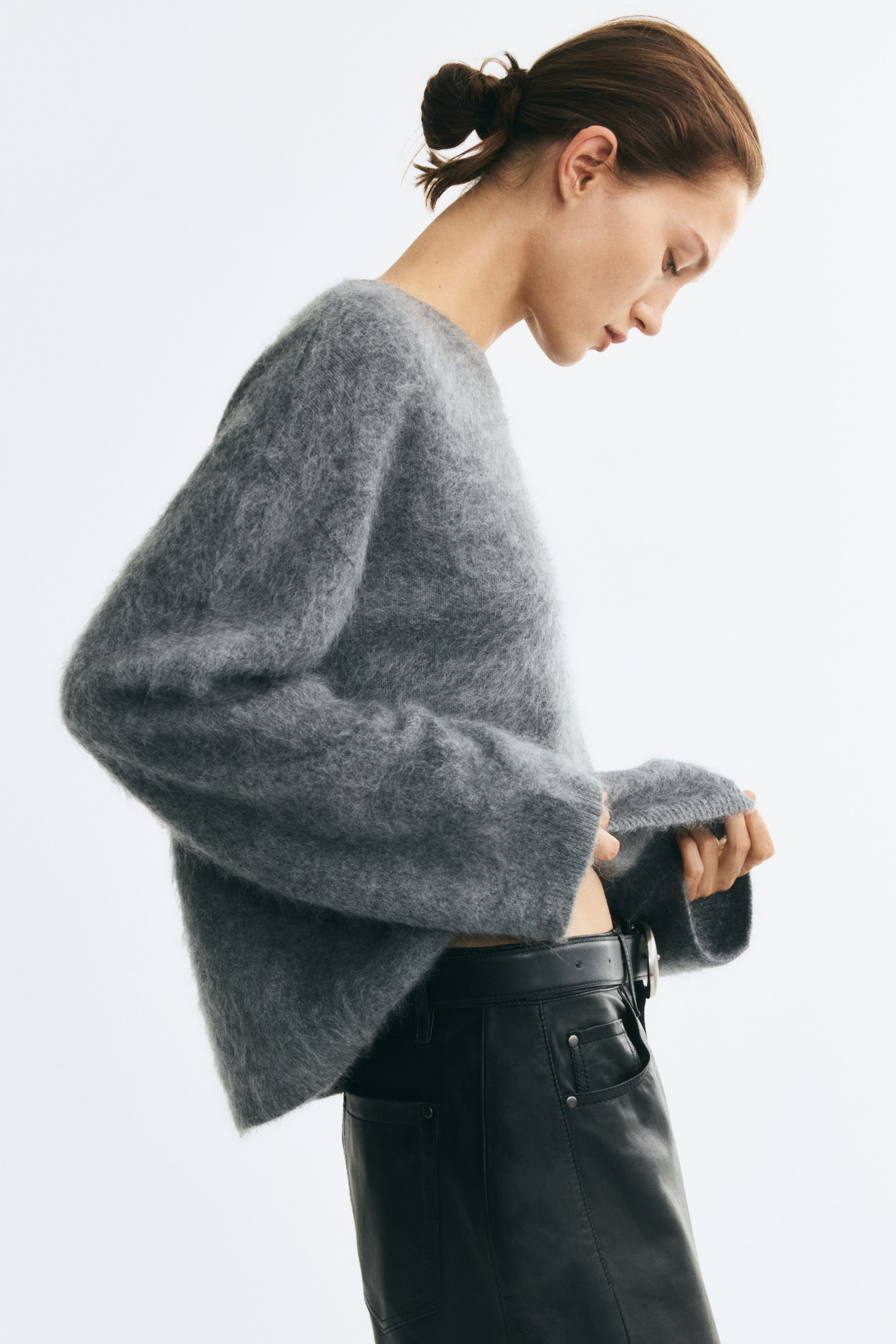 Brushed Wool Sweater with Scarf