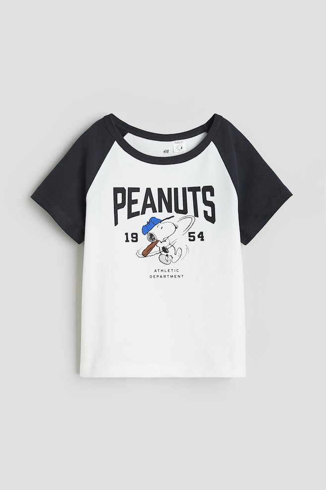 T-shirt imprimé avec manches raglan - Blanc/Snoopy - 1
