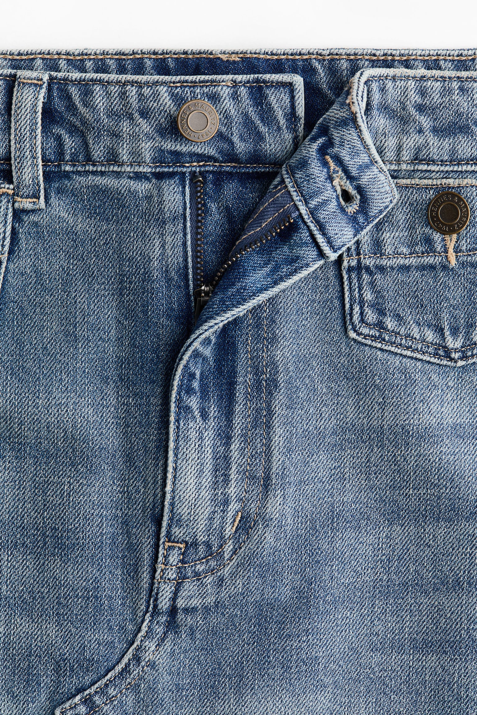 A-line denim skirt - Light denim blue/Denim blue - 3