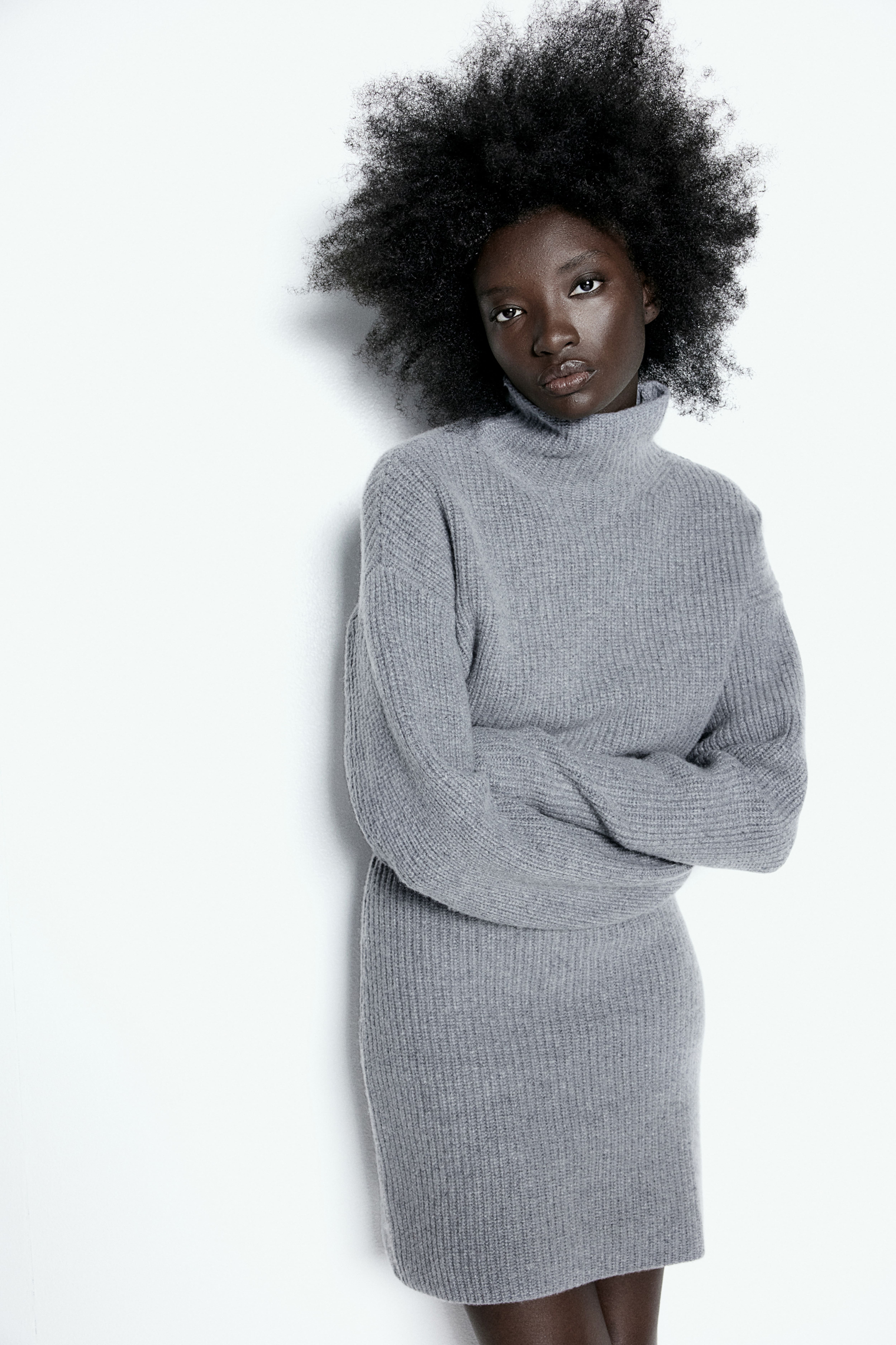 cashmere-blend mock turtleneck dress