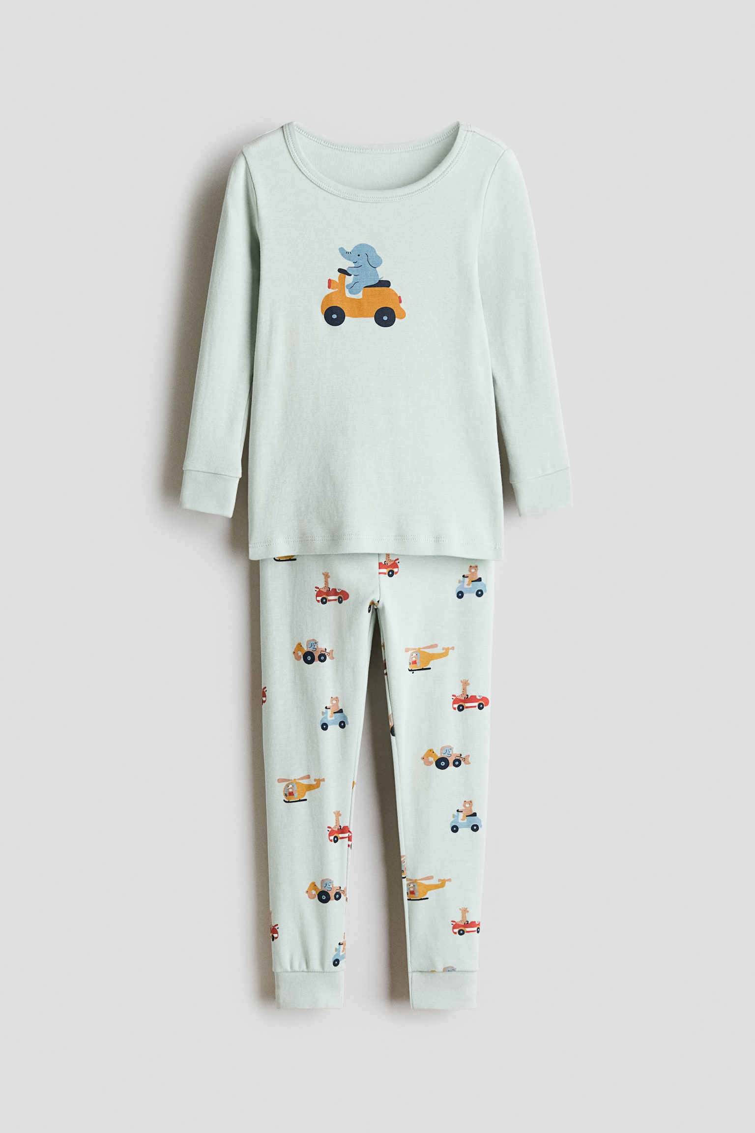 Snug-Fit Printed Cotton Pajamas - Light green/elephant/Light pink/hearts/White/hearts/White/hearts/Dusty turquoise/Dream Big/Beige/leopard print/Turquoise/dotted/White/animals