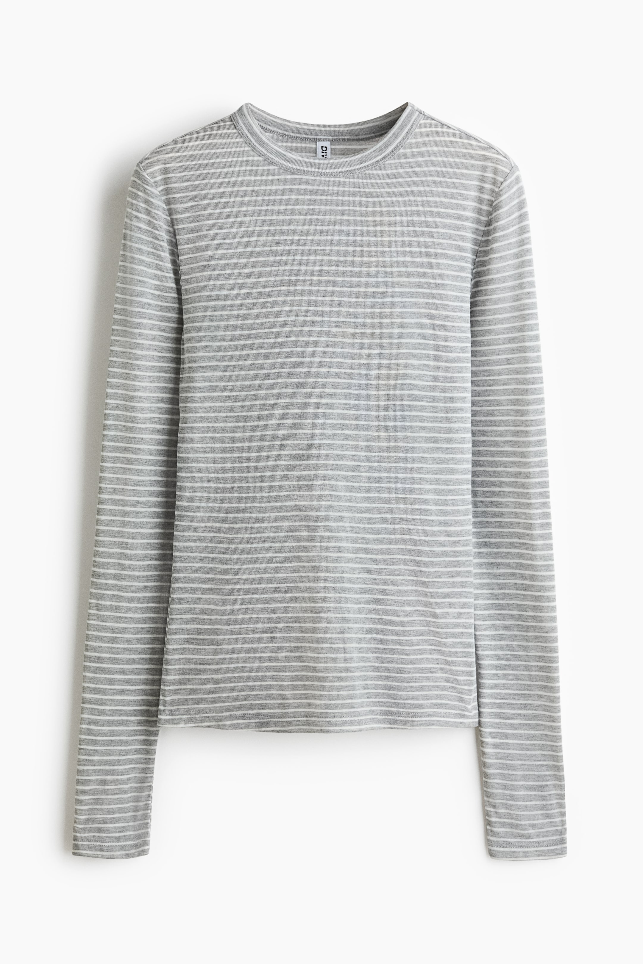 View larger image: Long-sleeved fine-knit top - Light grey/Striped - Ladies | H&M 1
