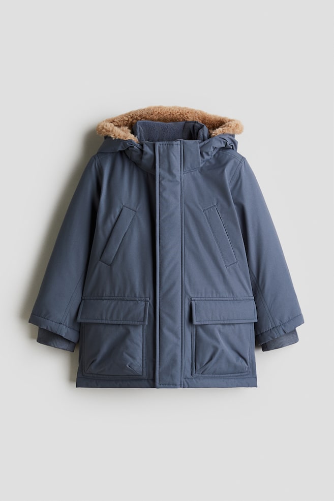 Padded Water-Repellent Parka - Steel blue/Black - 1