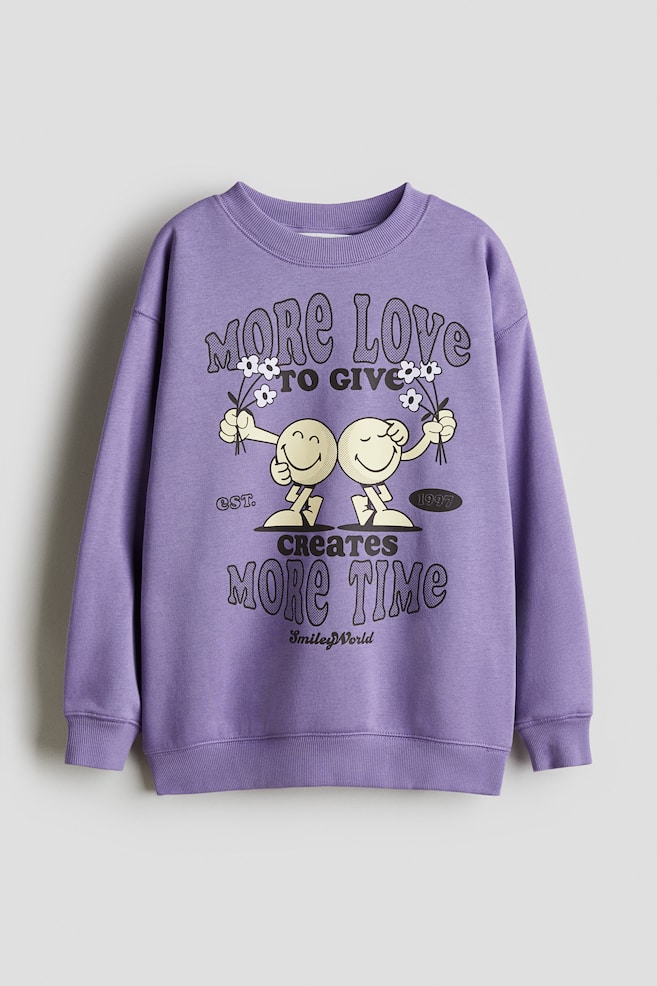 Oversized Sweatshirt with Printed Motif - Purple/SmileyWorld®/Dusty blue/Lilo & Stitch/White/Lilo & Stitch/Dark gray/KPop Demon Hunters/White/Snoopy/Blue/Lilo & Stitch - 1