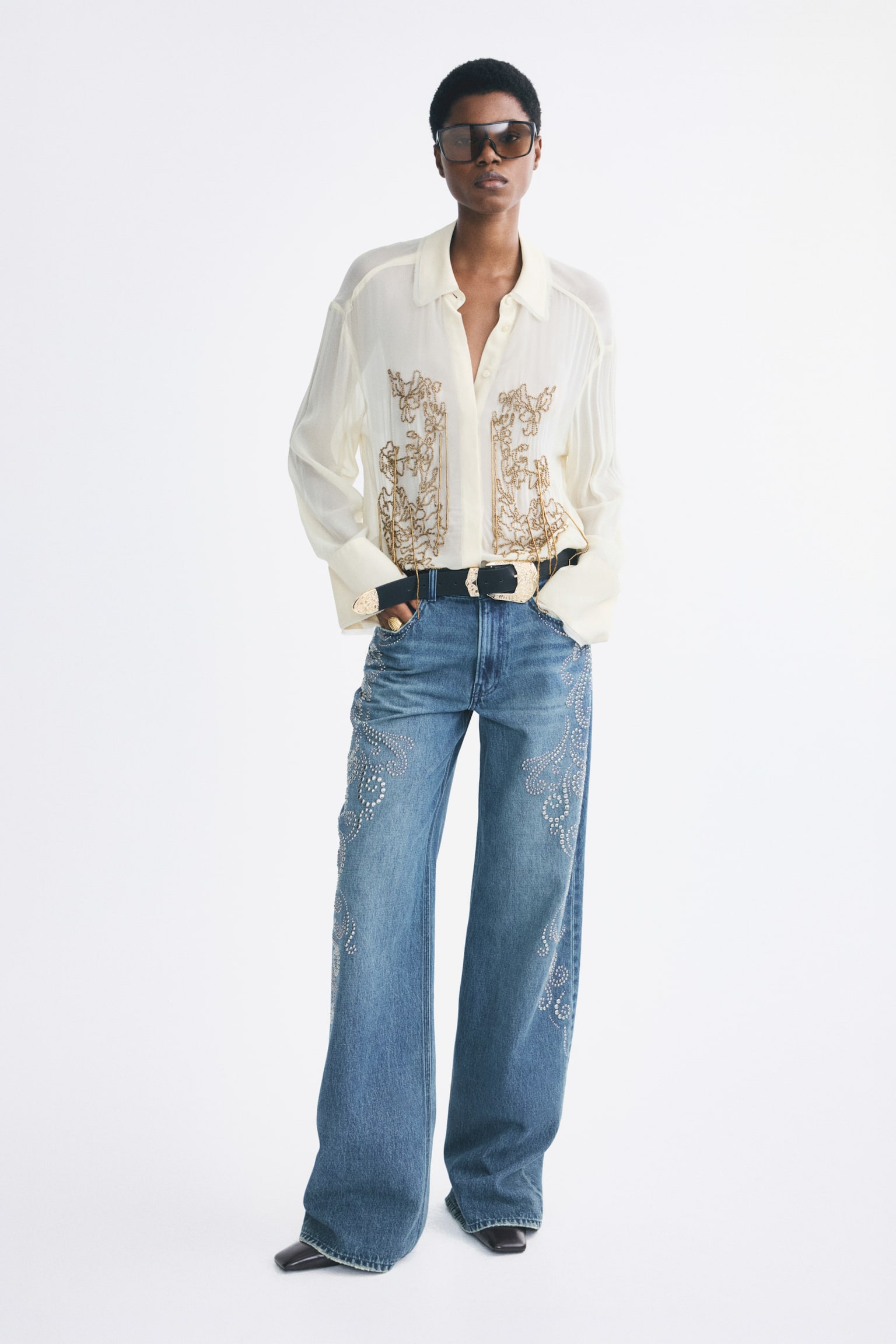 Женские джинсы H&M Straight Regular-Waist, цвет: Светлый джинсовый синий — фото 2