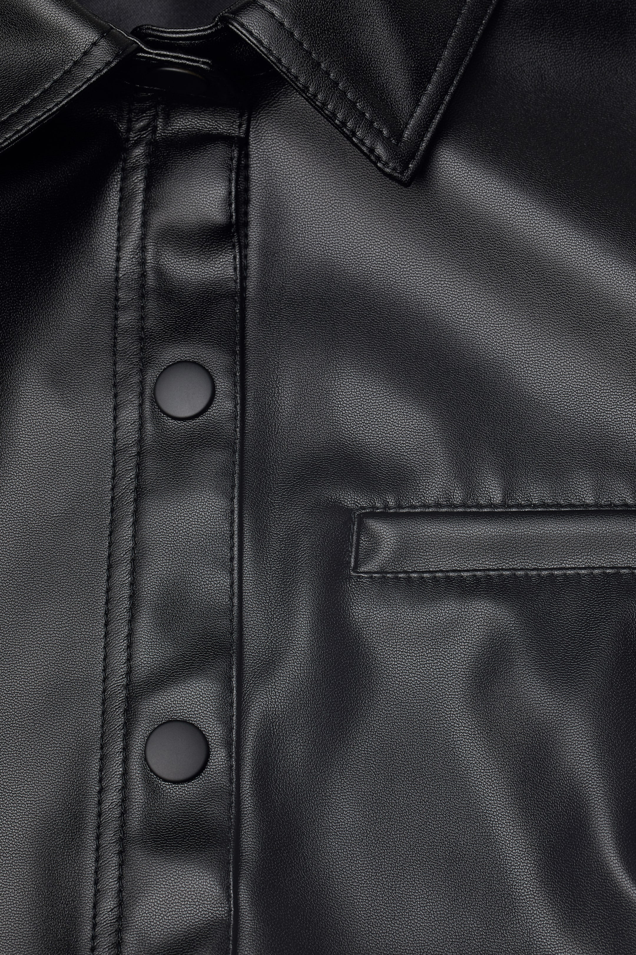 Abito In Finta Pelle ZARA Con Volant, Maniche Lunghe E Spalle Gonfie, Nero, Taglia S