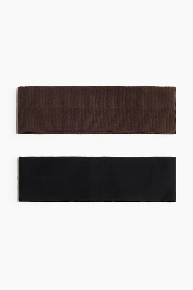 2-pack Jersey Hairbands - Dark brown/black/Dusty purple/black/Dark brown/black/Pink/burgundy/Dark brown/gray melange - 1