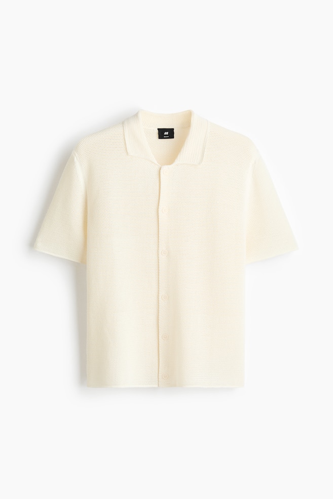 Regular-Fit Open-Knit Shirt - Cream/Black/Dark brown - 1