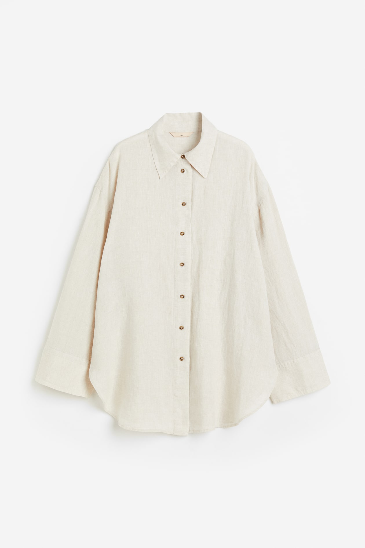 Linen shirt - Long sleeve - Long - Light beige - Ladies | H&M GB