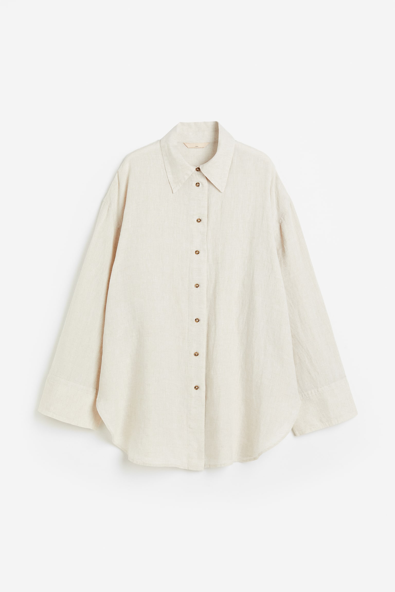 Linen shirt - Light beige/Black - 1