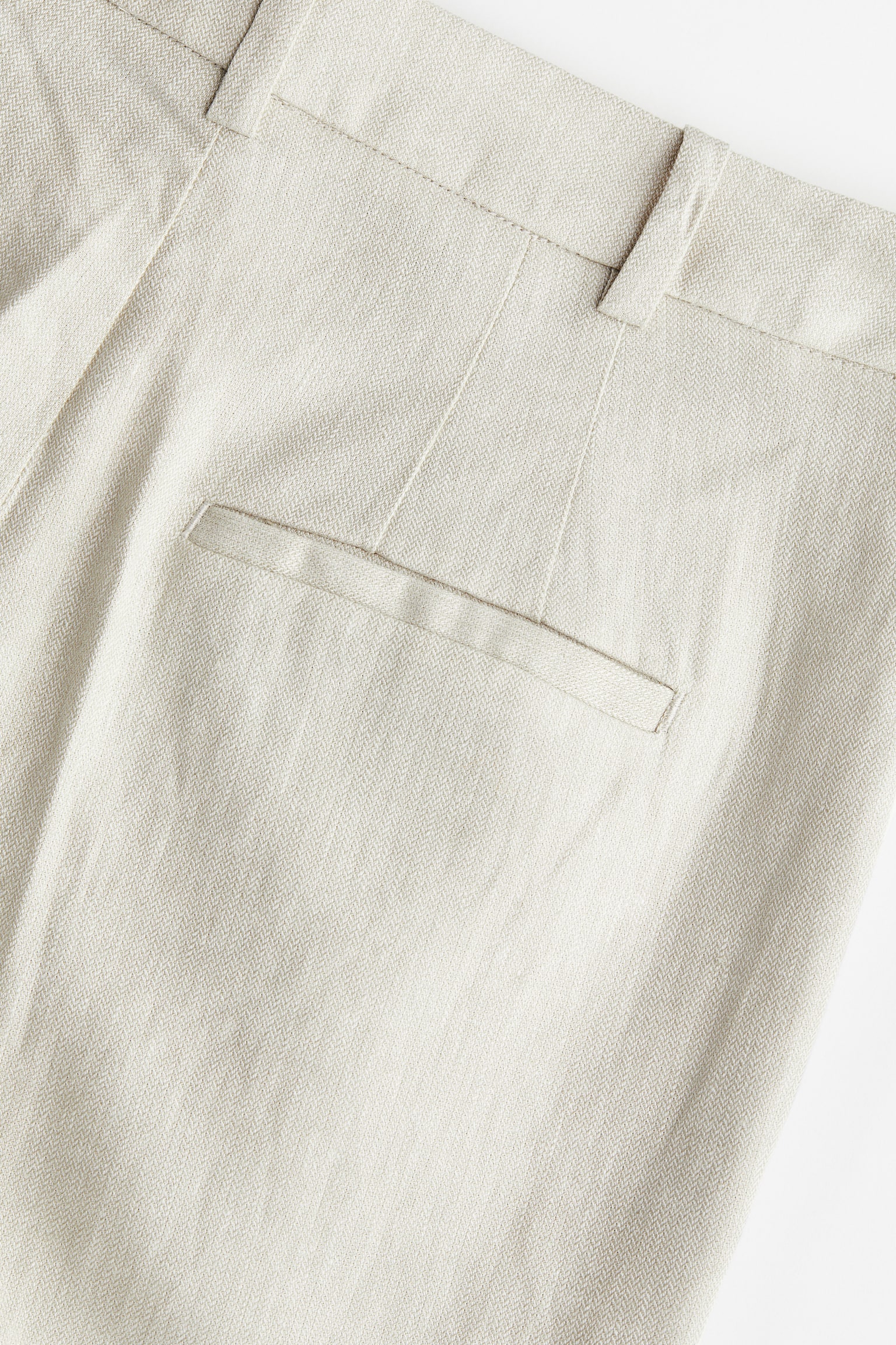 Linen Blend Tailored Pants - Light beige/White - 2