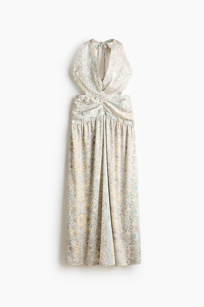 Neckholderkleid mit freiem Rücken - Beige/Geblümt/Orange/Gemustert/Hellrosa/Paisleymuster - 1