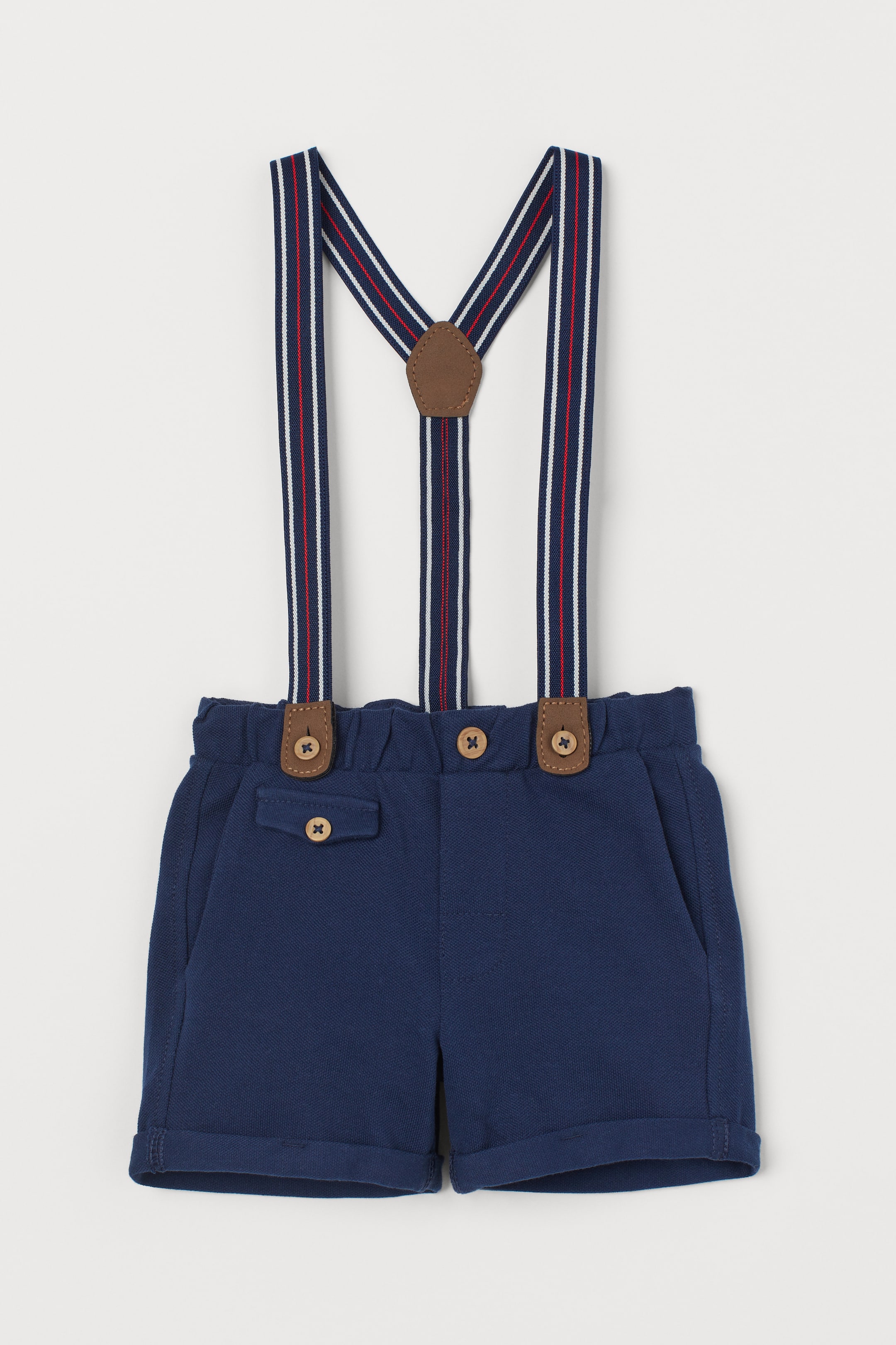 Piqué shorts with braces Dark blue Kids H&M GR