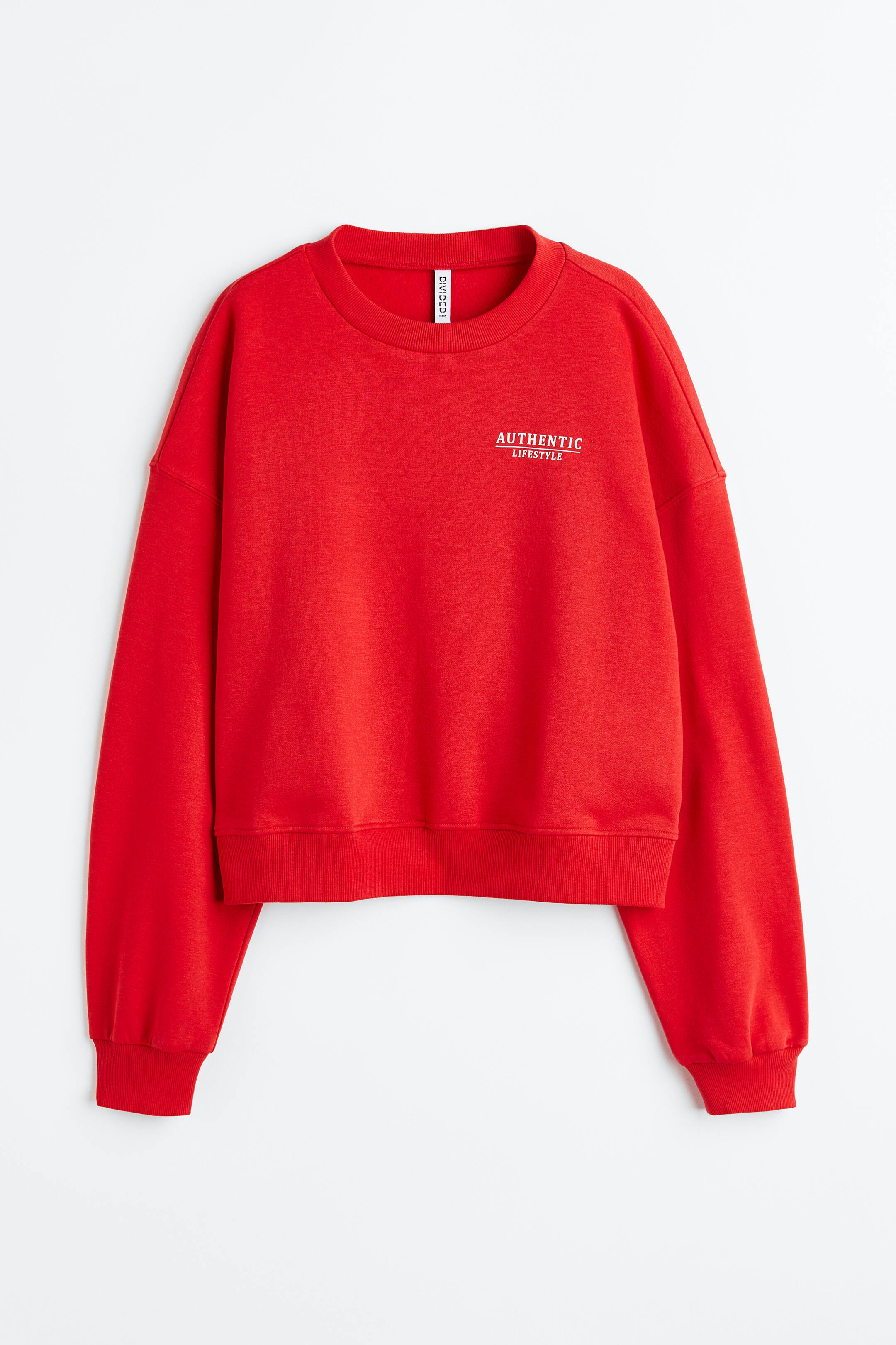Sweatshirt - Round Neck - Long sleeve - Bright red/Authentic 