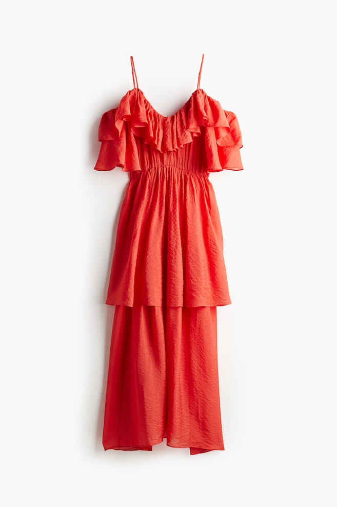 Cold shoulder dress - Red/Pink/Floral/Navy blue - 1