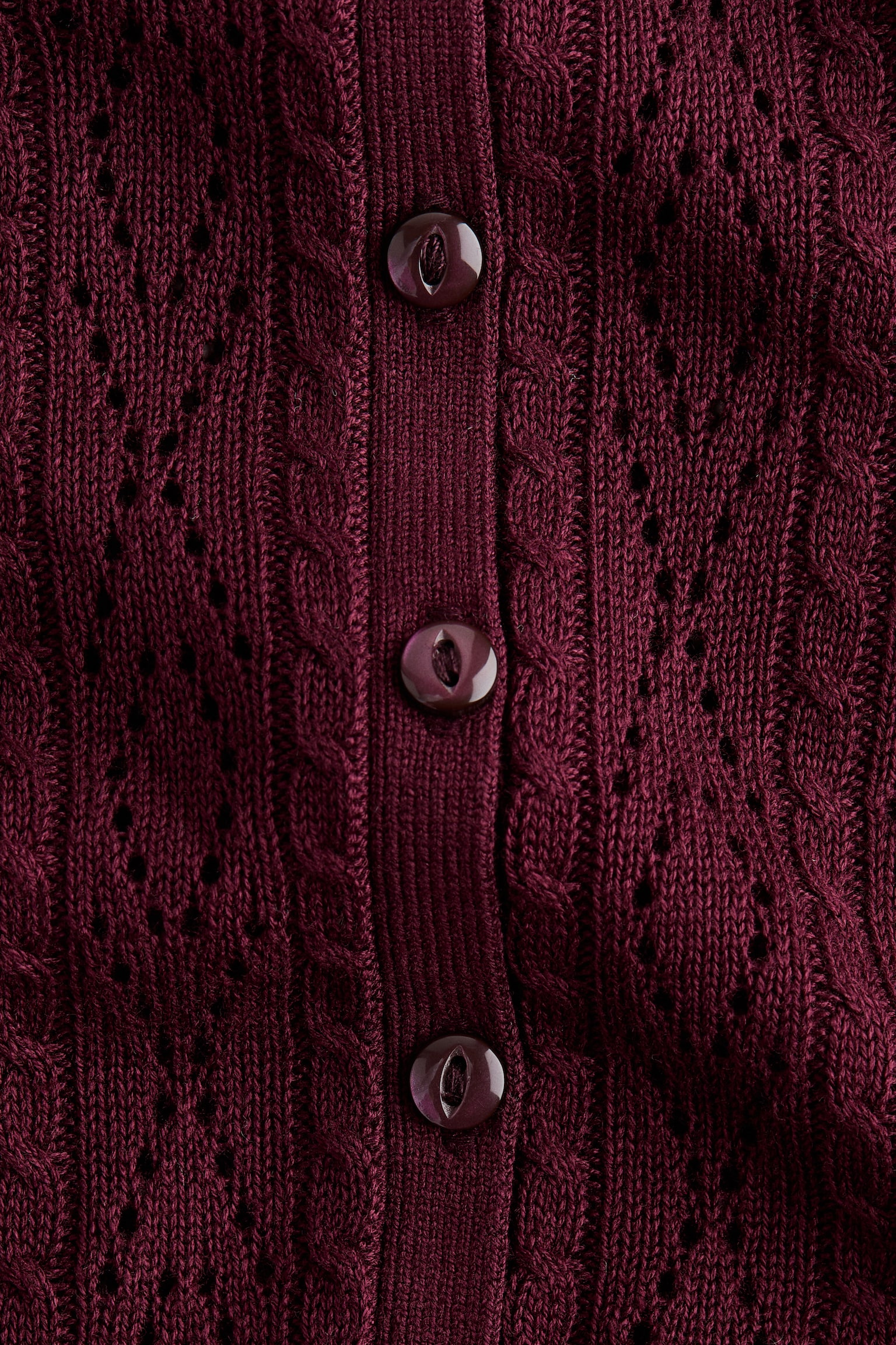 Pointelle-knit cardigan - Burgundy/White - 4