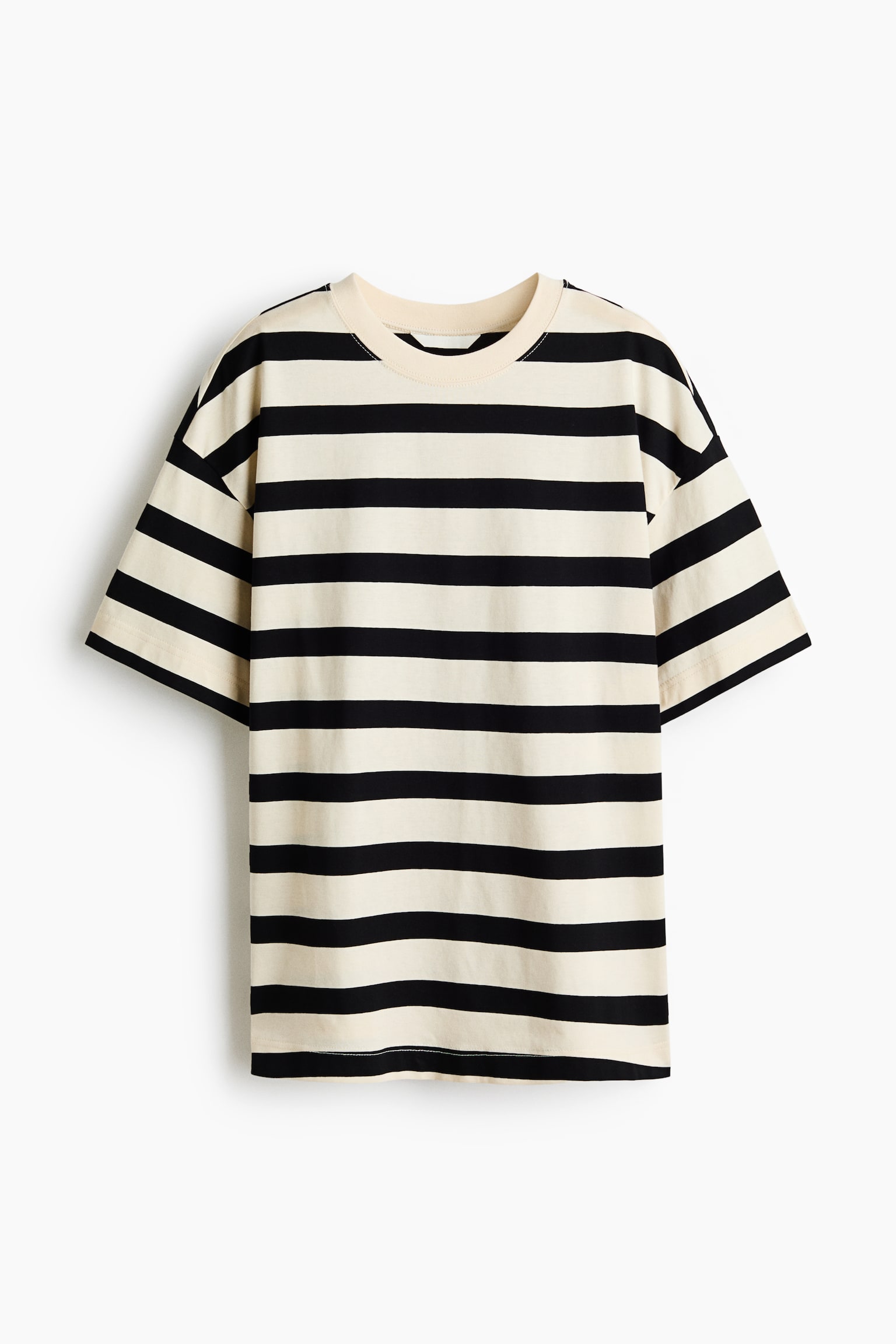 Oversized T-shirt - Ljusbeige/Randig/Svart/Vinröd/Vitrandig/Gråmelerad/Vit/Mörkblå/Khakigrön/Ljusbeige - 1