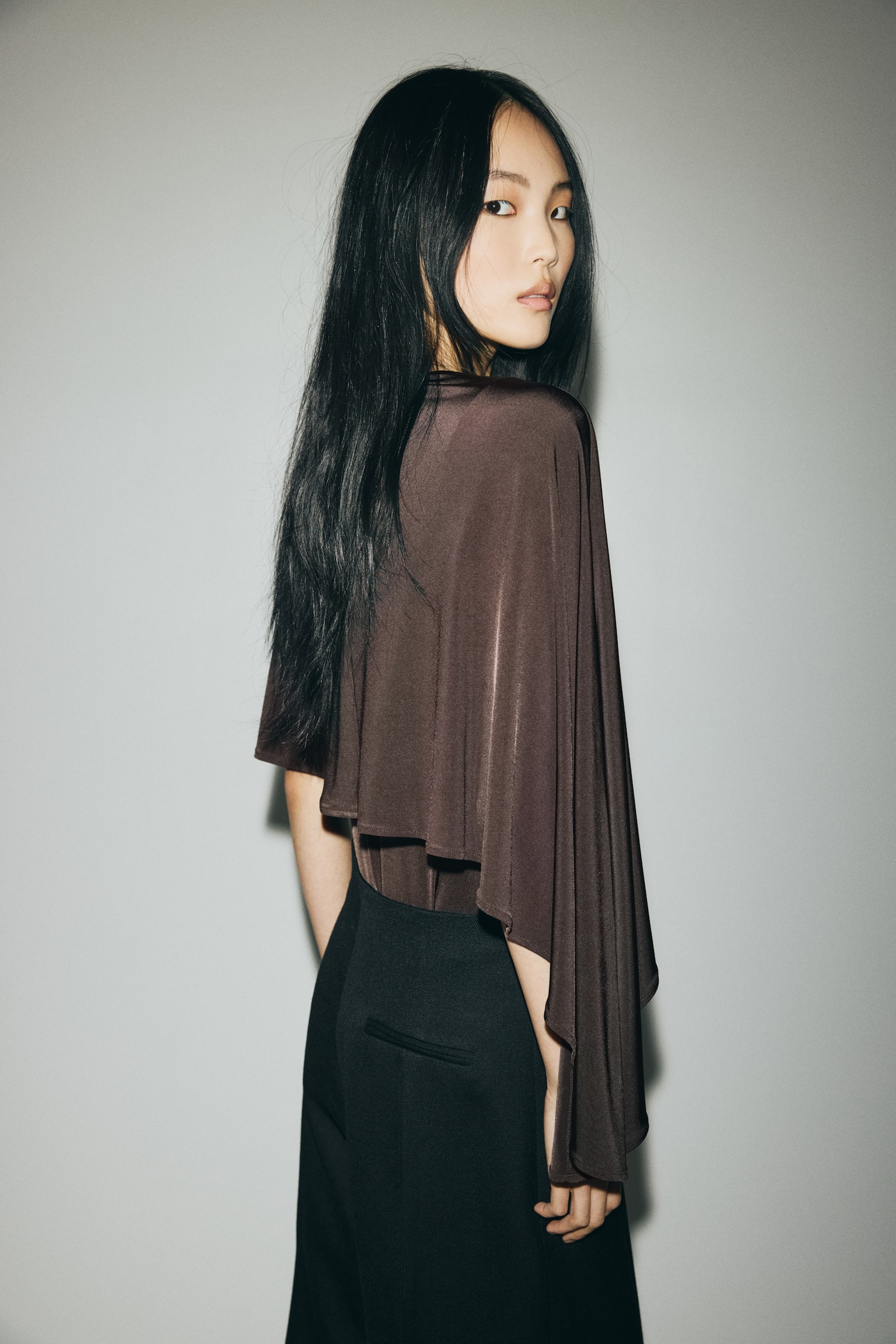 Κορμάκι τάνγκα με διακοσμητική κάπα - Σκούρο καφέ - 3