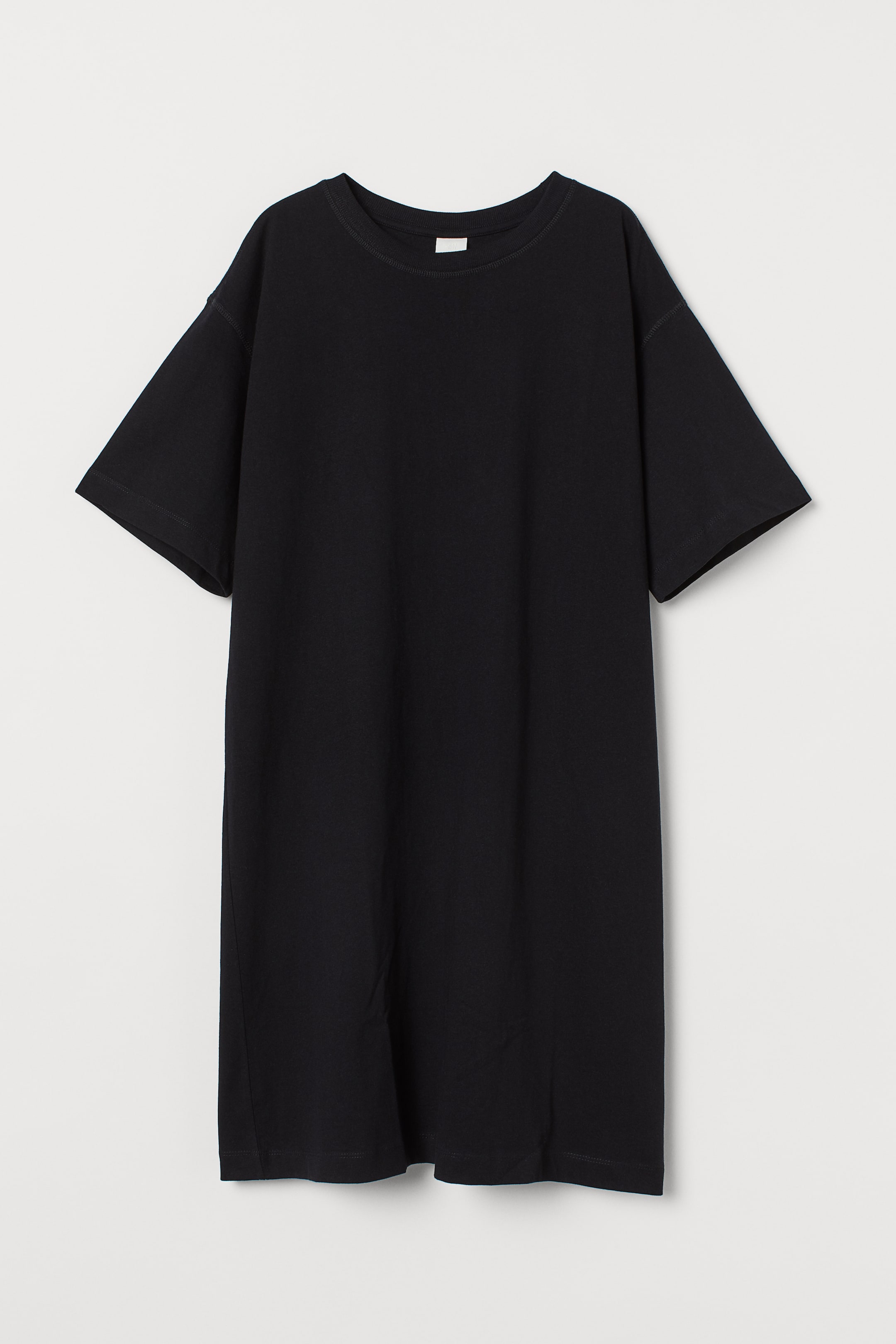 Jersey T-shirt dress - Round neck - Short sleeve - Black - Ladies | H&M GB