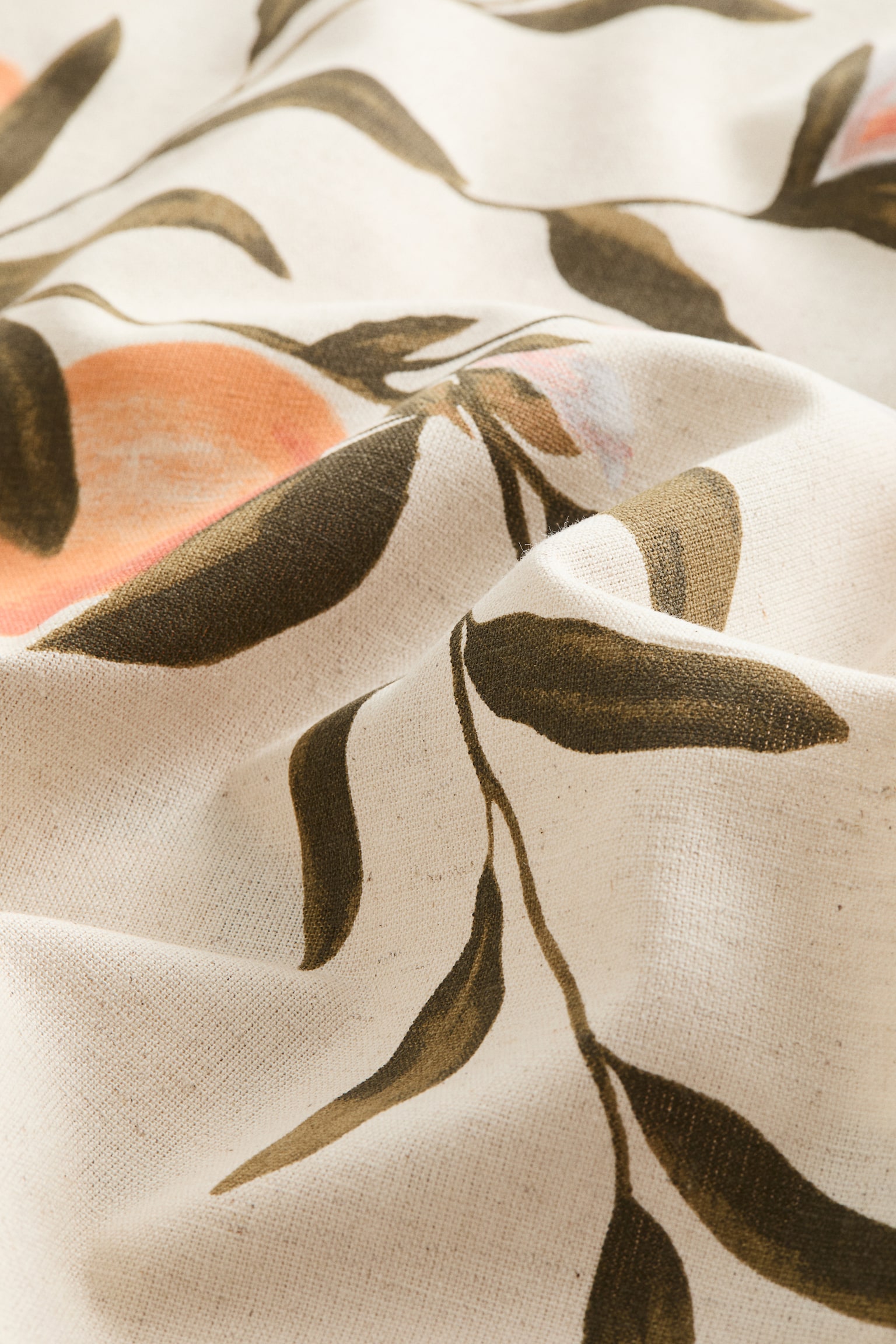 Візерунчаста скатертина на основі льону - Світло-бежевий/апельсини - 2