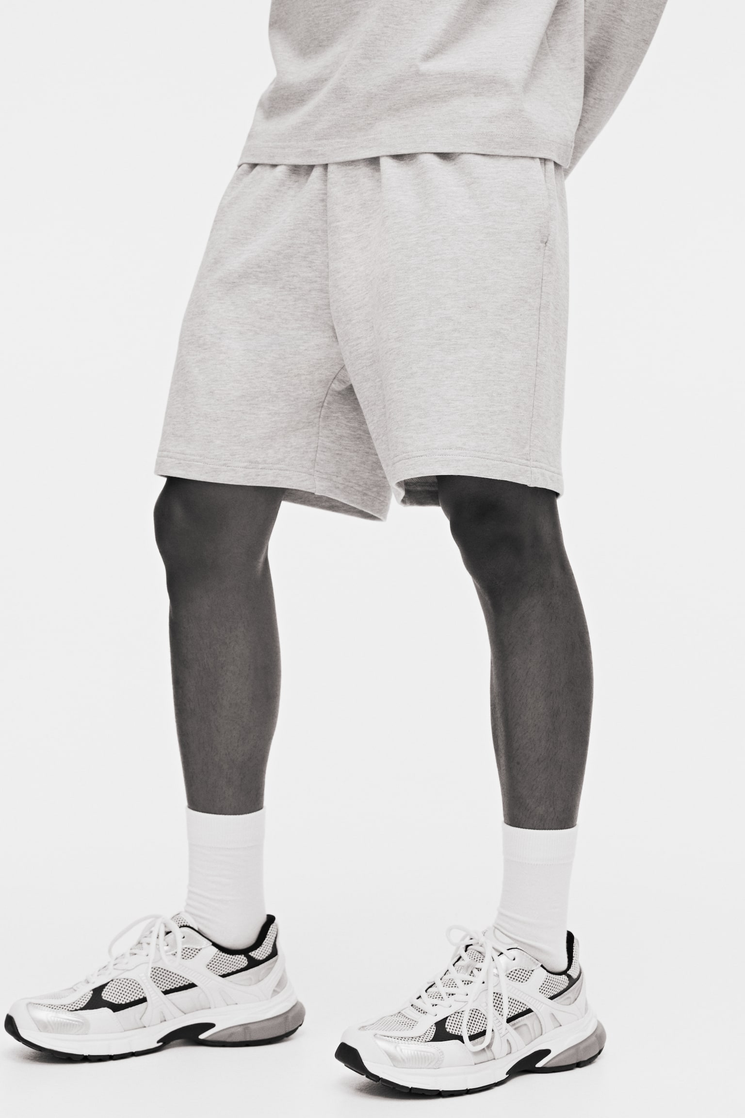 Regular Fit sweatshorts - Light grey marl/Black/Navy blue - 5