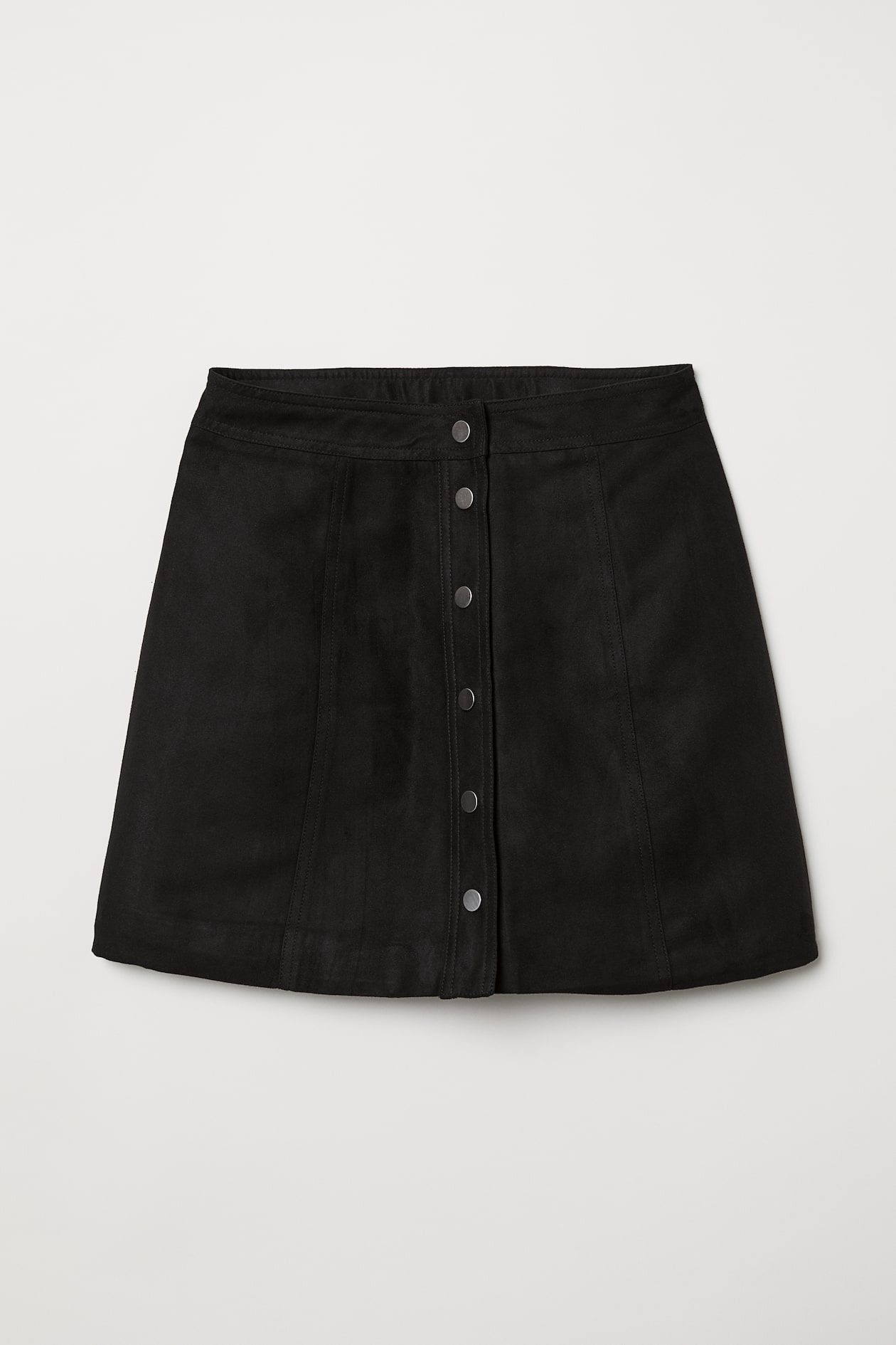 A-line Skirt - Short - Black/faux suede - Ladies | H&M US