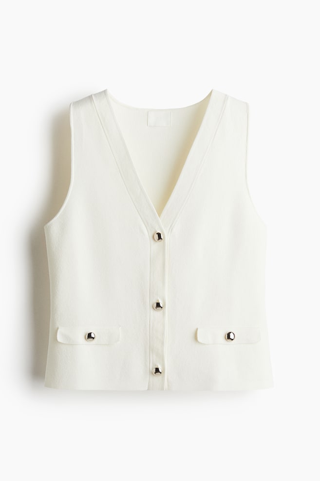Fine-Knit Vest - White - 1