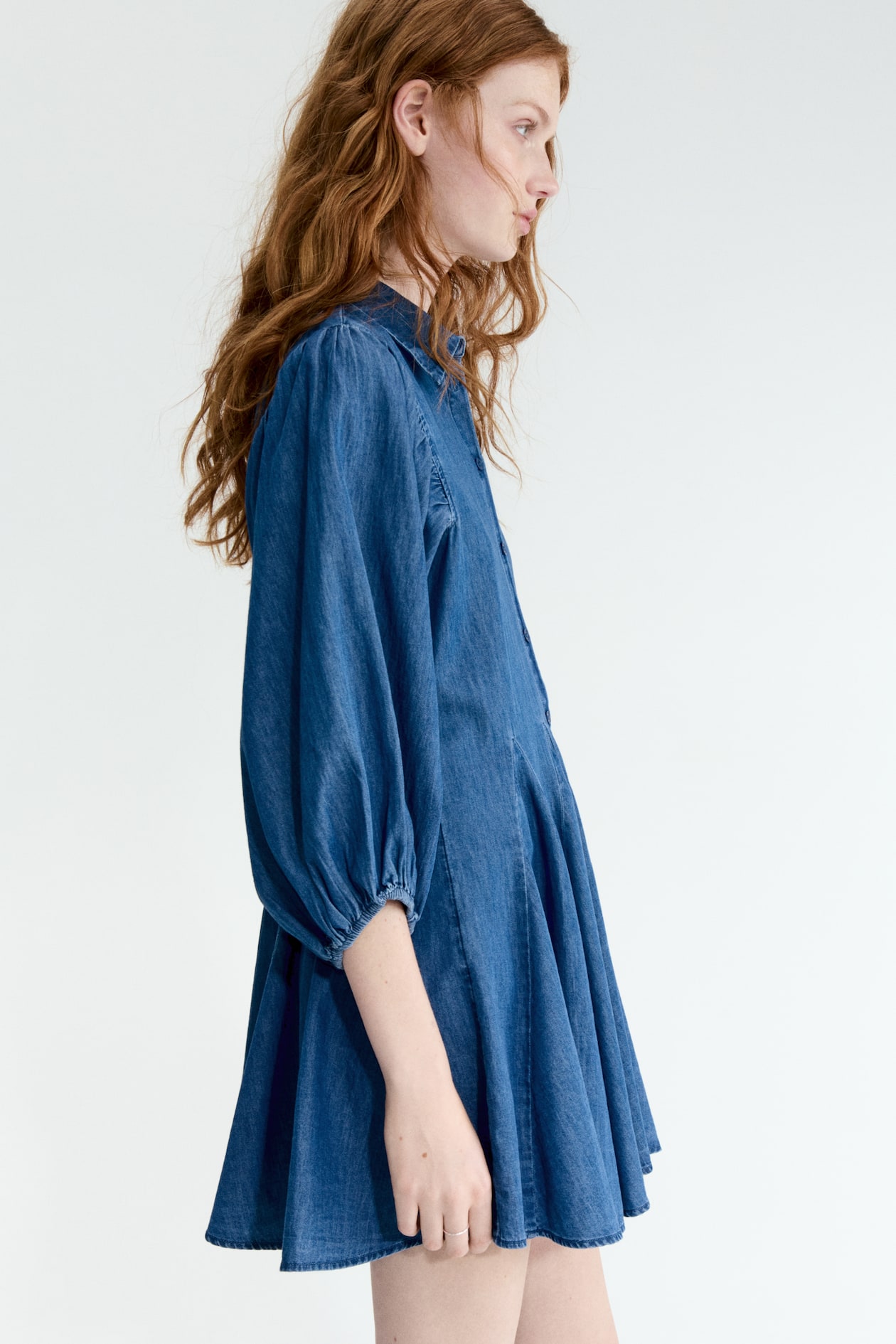 Puff-Sleeved Flared-Skirt Dress - image 4